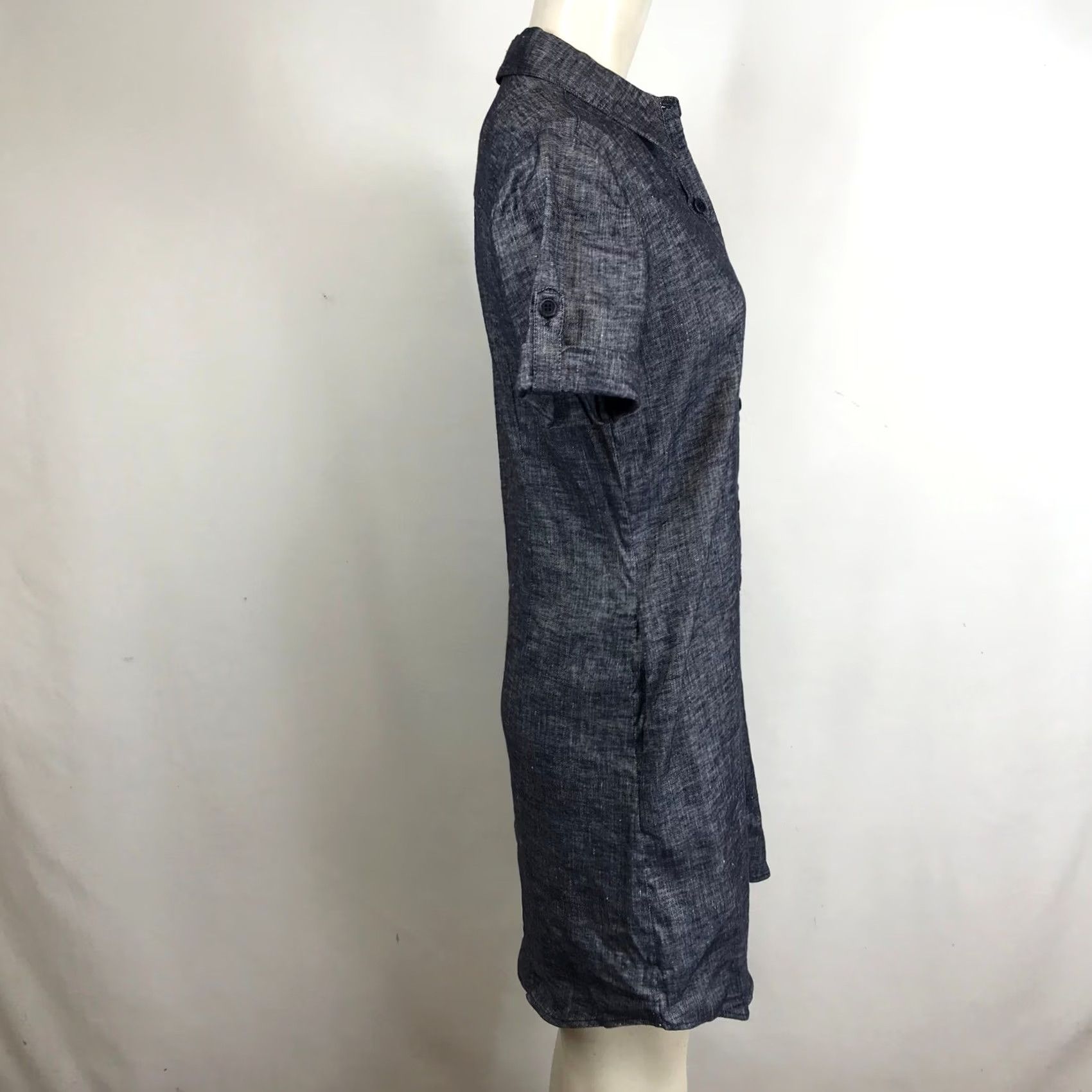 Theory Theory Chambray Shirt Dress Blue Button Front Roll Tab Sleeve Size 4 Women Size S / US 4 / IT 40 - 4 Thumbnail