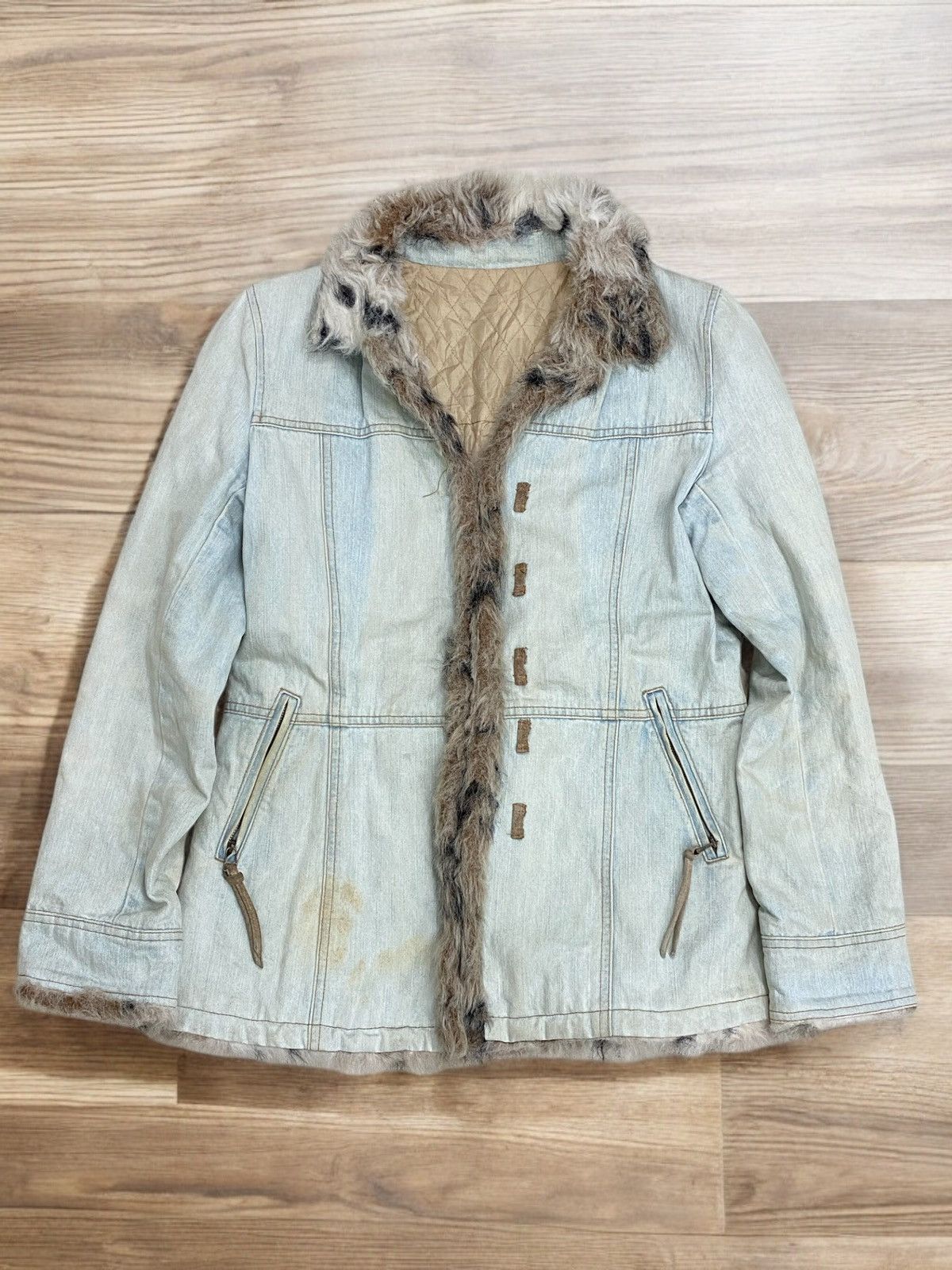 GOSTAR DE FUGA Parka Japan Jacket Jean Fur Winter Dirty Light Blue Jean Size US S / EU 44-46 / 1 - 1 Thumbnail