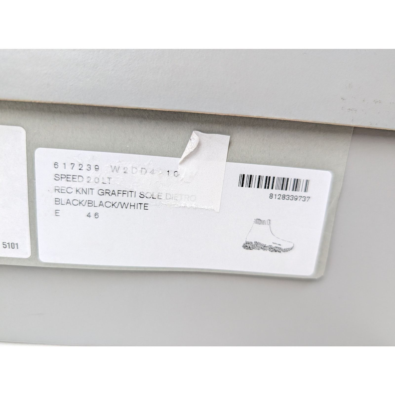 Balenciaga o1rshd1 Speed 2.0 Graffiti Sneakers in Black/White Size US 13 / EU 46 - 22 Thumbnail