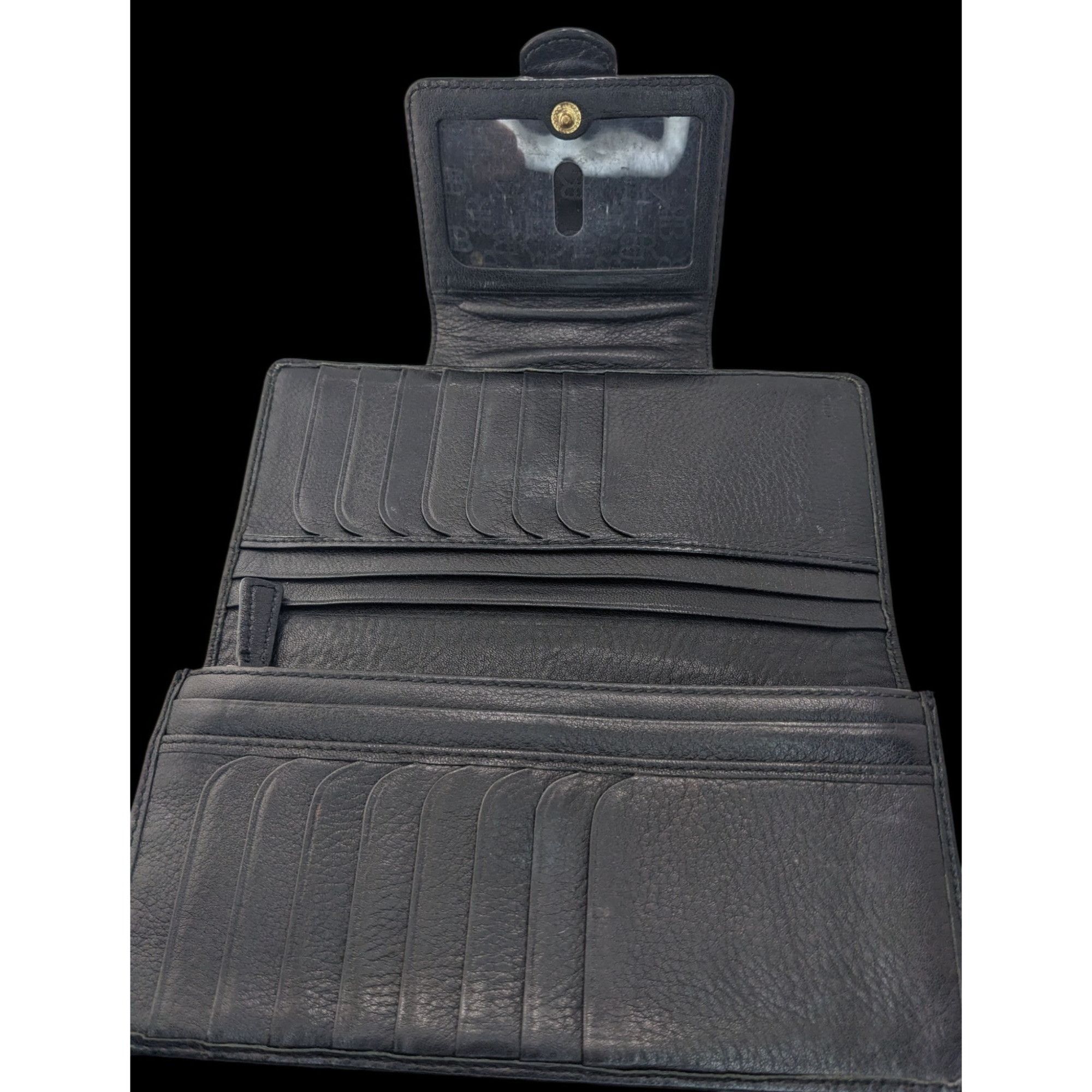 Banana Republic Vintage 90s Banana Republic Black Leather Wallet W/ Gold Har Size ONE SIZE - 3 Thumbnail