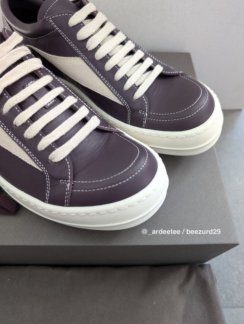Rick Owens *NEW* AMETHYST LEATHER VINTAGE SNEAKERS VANS LUXOR FW23 Size US 7 / IT 37 - 4 Thumbnail