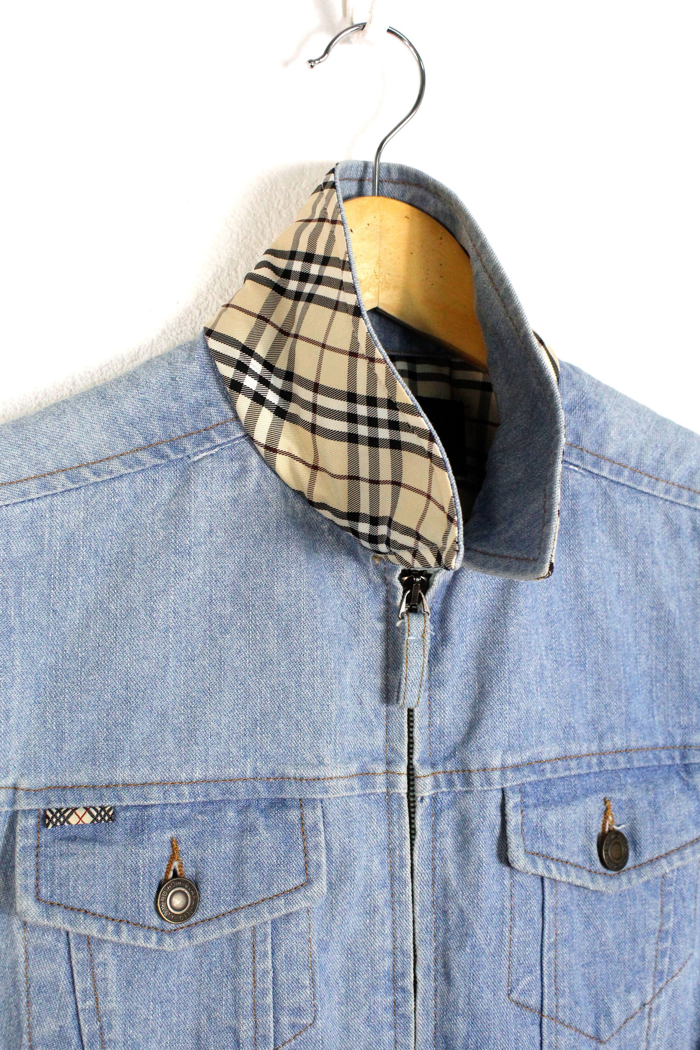 Burberry Burberry Collar Beige Check Blue Denim Zip Jeans Vest Size S / US 4 / IT 40 - 3 Thumbnail