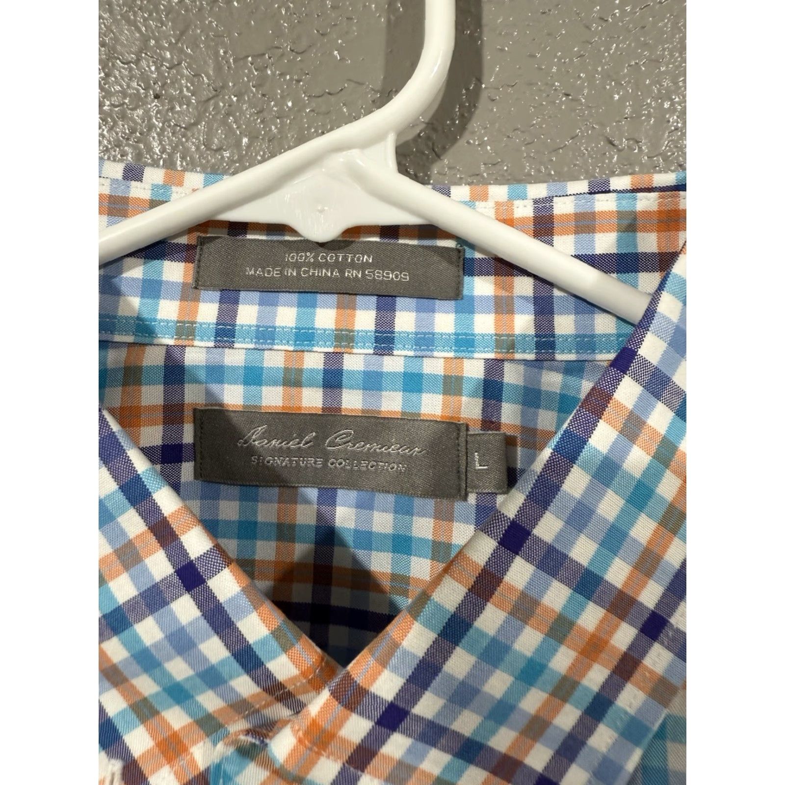 Cremieux Daniel Cremieux Shirt Mens L Blue Orange Plaid Signature Collection Button Short Sleeve Shirt Size US L / EU 52-54 / 3 - 7 Thumbnail