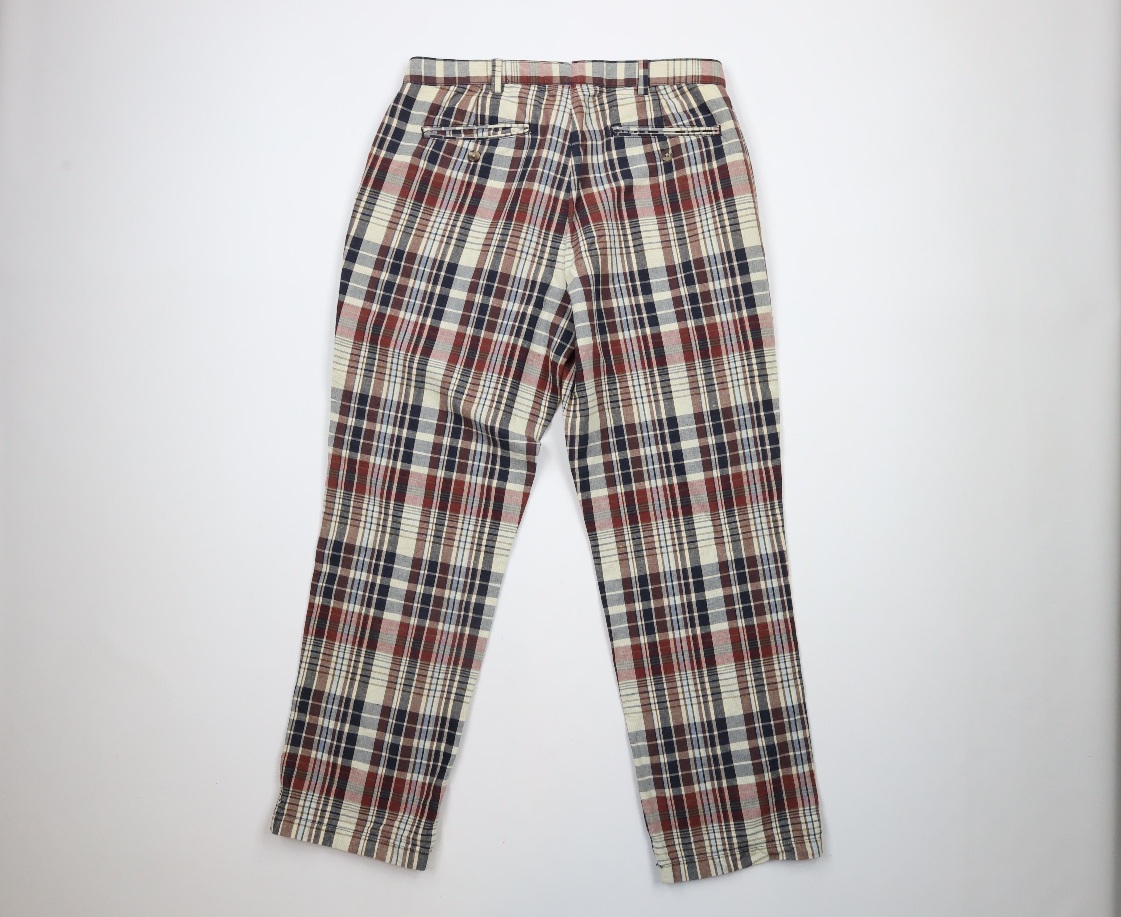 Lands' End × Vintage Vintage 90s Lands End Front Linen Blend Chino Pants Plaid Size US 34 / EU 50 - 10 Thumbnail