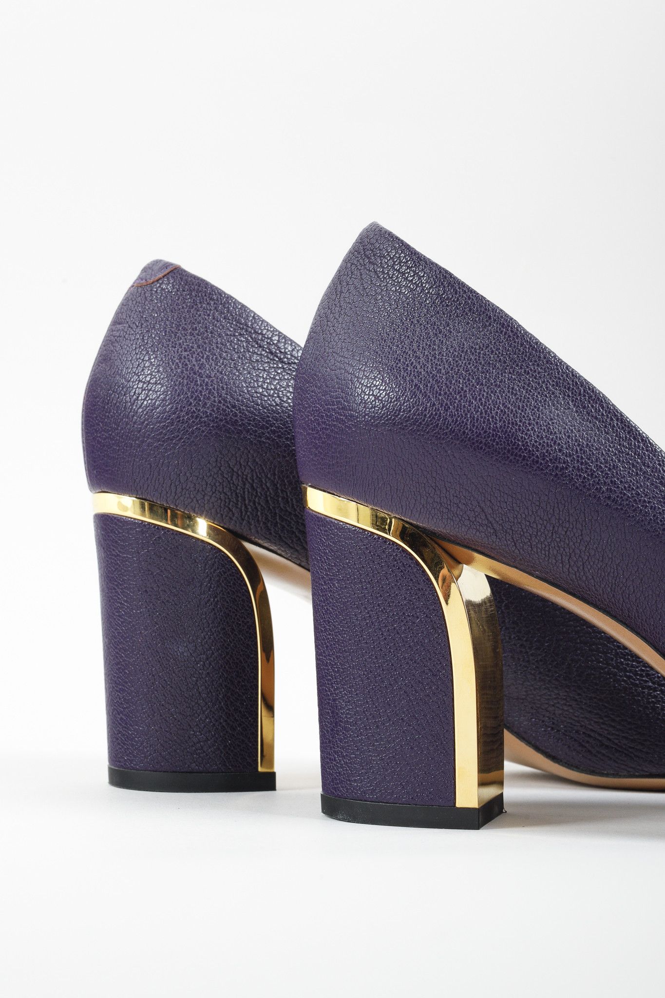 Chloe Chloe Purple Leather Curved Metal Pumps Size US 10.5 / IT 40.5 - 7 Thumbnail