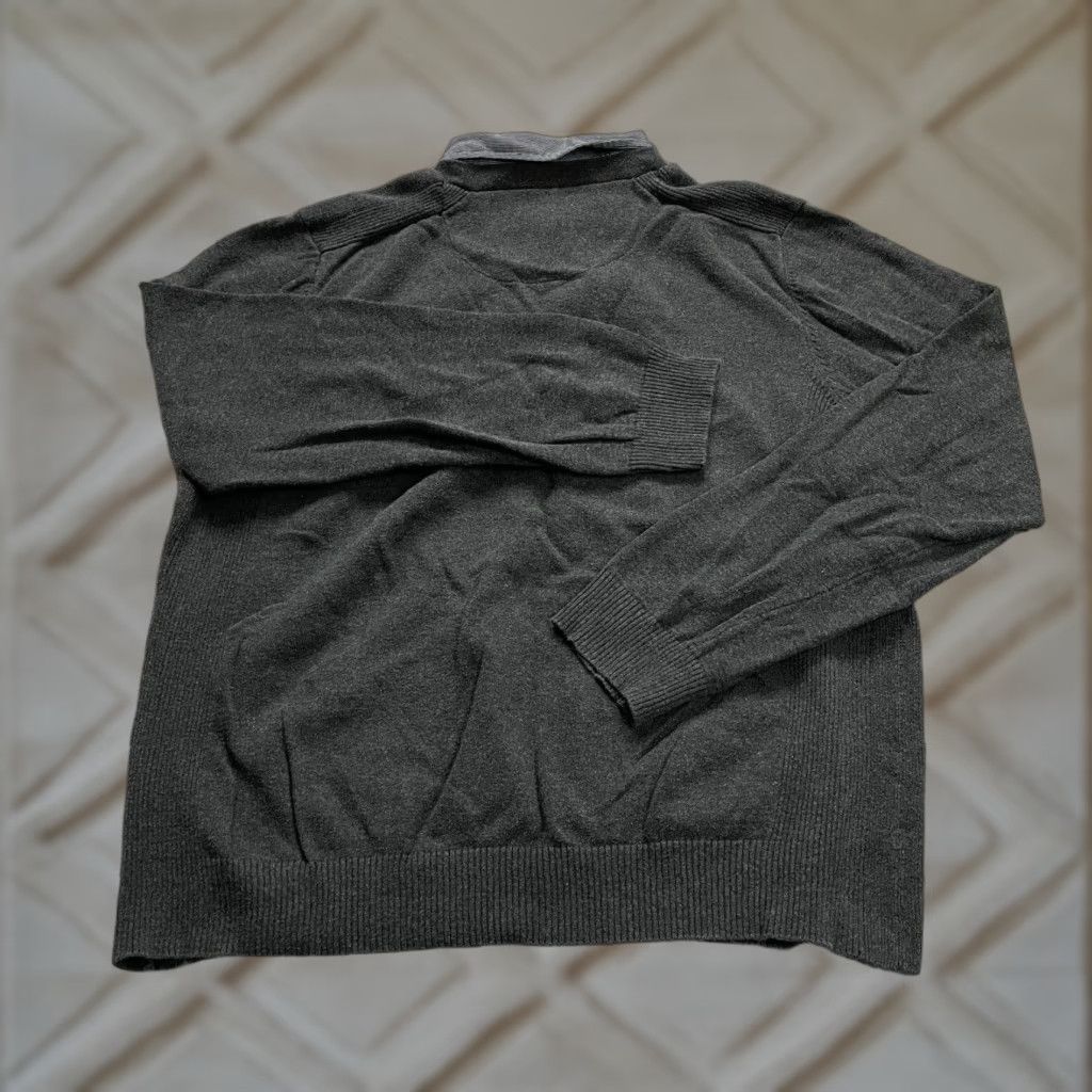 Vintage David Taylor Men Sweater Collared Knitted Pullover L Gray Regular Stretch Long Sleeve Size L Mens Knit Shirt Vintage No Size US L / EU 52-54 / 3 - 1 Thumbnail
