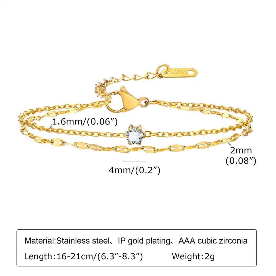 Other Delicate CZ Stone Chain Bracelet Size ONE SIZE - 2 Thumbnail