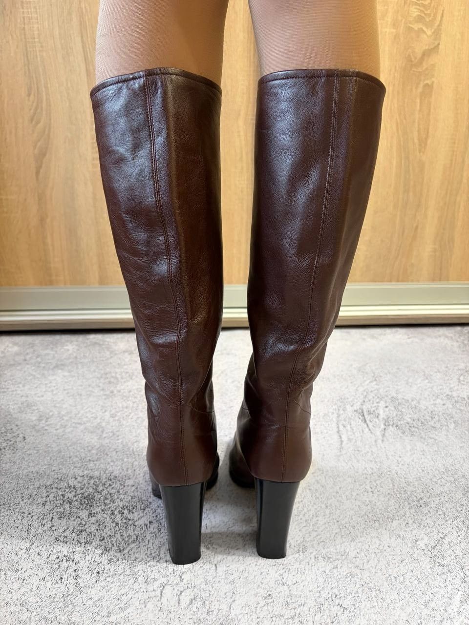 Chanel CHANEL Vintage CC Logo Brown Leather Knee High Boots Size US 5.5 / IT 35.5 - 6 Thumbnail