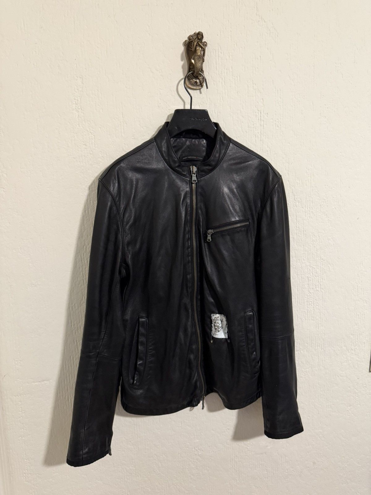 John Varvatos lambskin leather jacket Medium * bondage punk