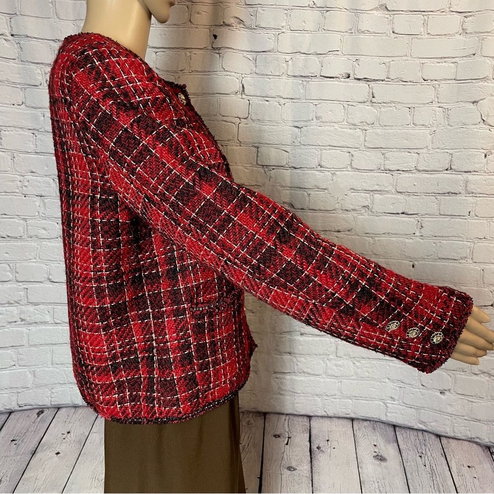 Adrianna Papell NWT New $119 Adrianna Papell Red Black Tweed Jacket Size M Size M / US 6-8 / IT 42-44 - 2 Thumbnail