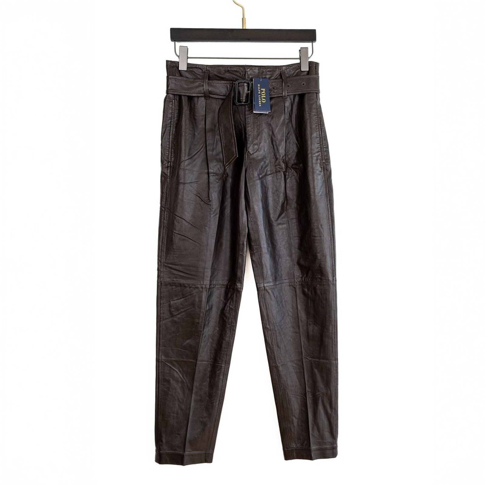 Polo Ralph Lauren NWT Polo Ralph Lauren Lambskin High-Rise Pants Brown Size 12 Size 34" / US 12 / IT 48 - 1 Thumbnail