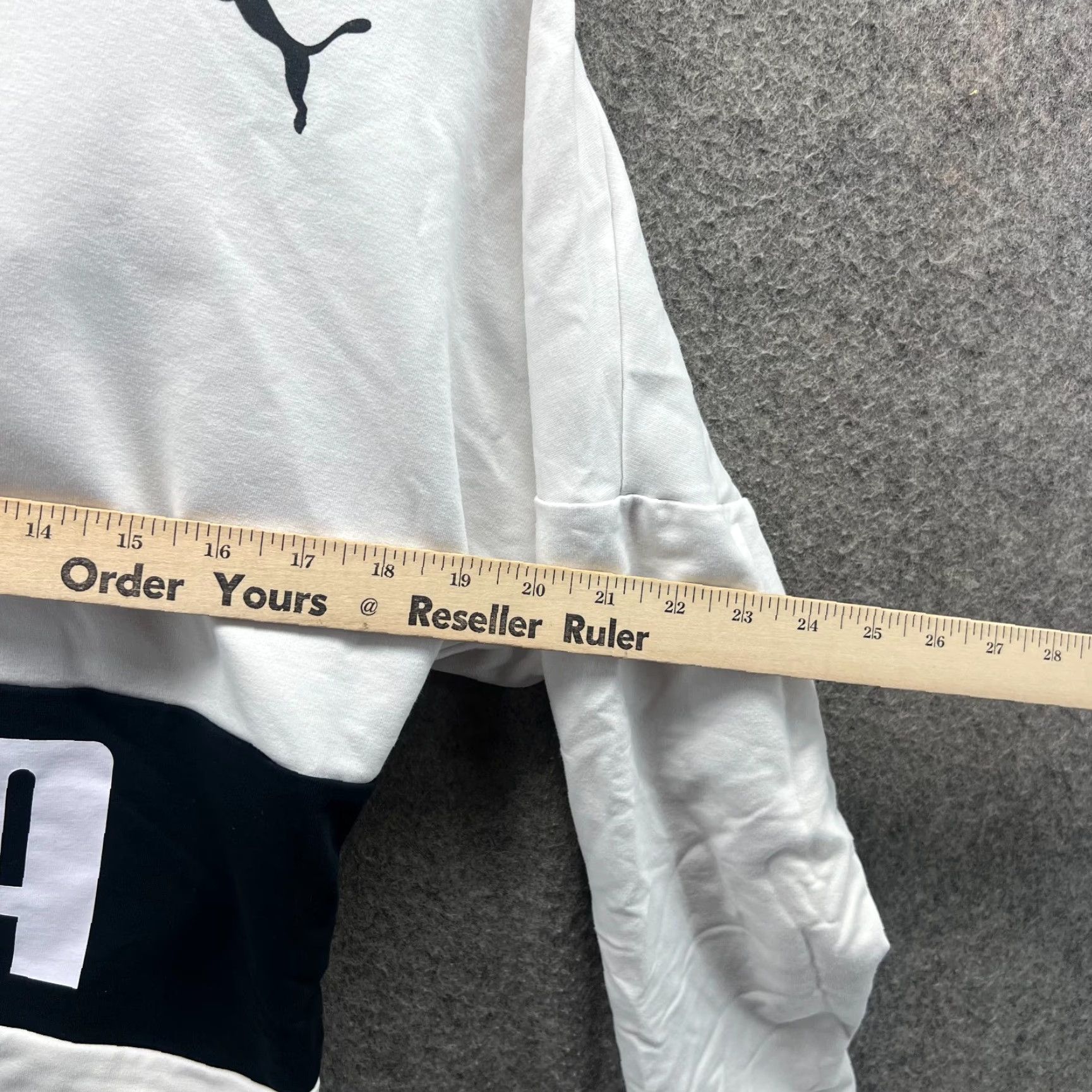 Puma PUMA Hoodie Womens XS White Black Cropped Pullover Logo Long Sleeve Crew Neck Jacket Size XS / US 0-2 / IT 36-38 - 3 Thumbnail
