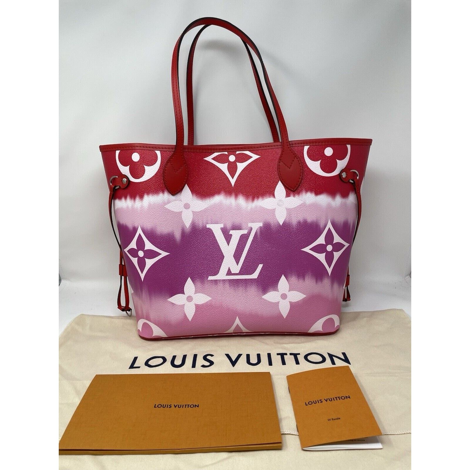 Louis Vuitton Louis Vuitton Neverfull Tote MM Pink/Red/White Canvas Size ONE SIZE - 2 Thumbnail