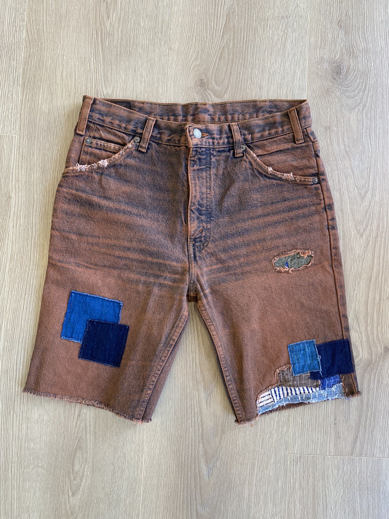 Earthy Sienna Dye - Boro Repair Shorts