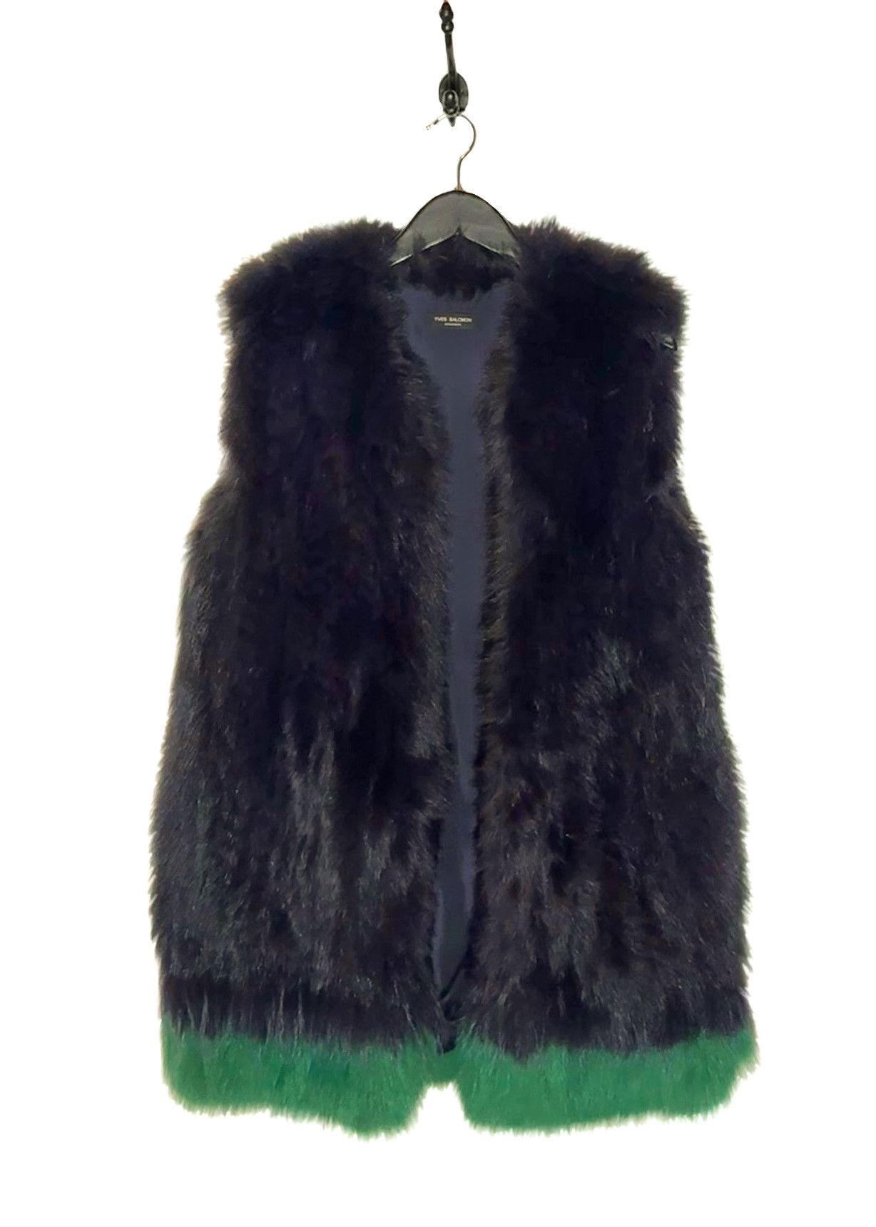 Yves Salomon Yves Salomon Navy Blue Green Trim Rabbit Fur Vest Size L / US 10 / IT 46 - 4 Thumbnail