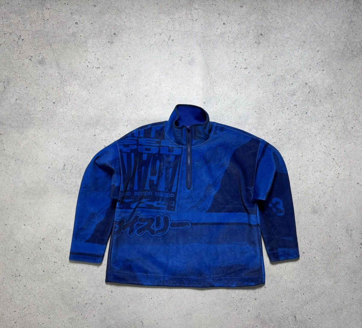 Adidas × Y-3 Adidas Yohji Yamamoto Y-3 Blue 1/4 Zip Sweatshirt Size US S / EU 44-46 / 1 - 1 Thumbnail