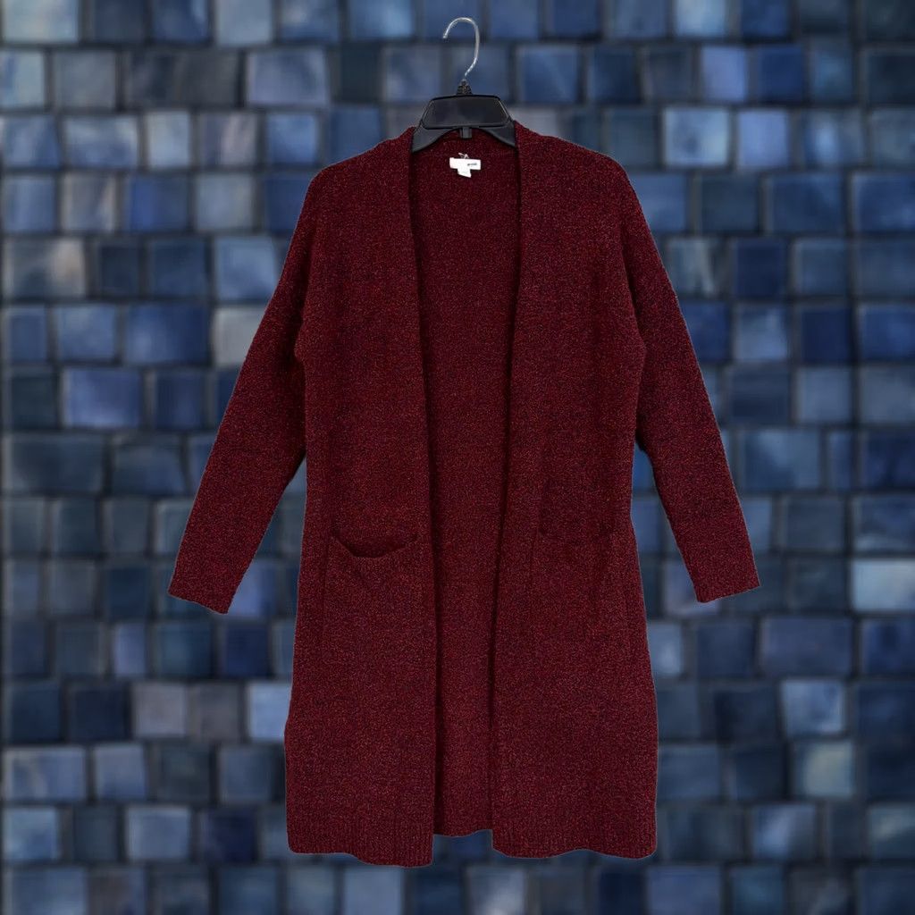 J. Jill J Jill Sweater Womens Small Red Open Duster Cardigan Longline Pockets Boucle Size S / US 4 / IT 40 - 1 Thumbnail