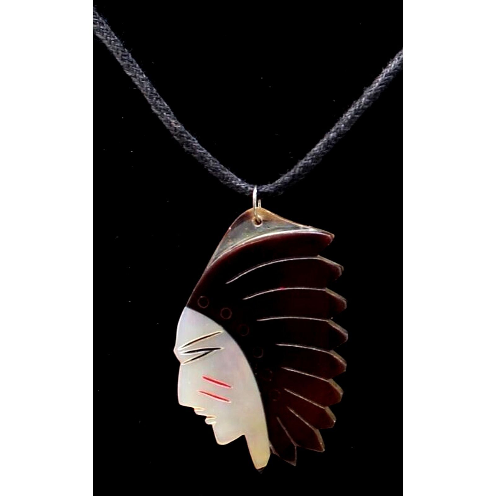 Other Native American Head Necklace • Abalone Ebony Petrified Wood Size ONE SIZE - 3 Thumbnail