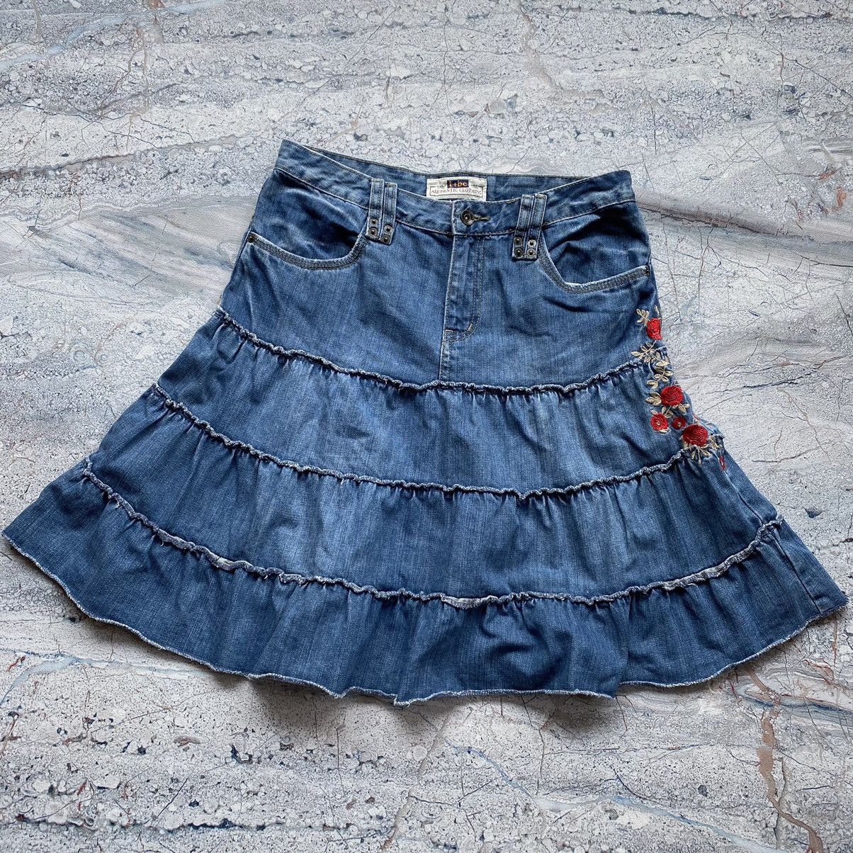 image of Archival Clothing x Avant Garde Tiered Jeans Skirt in Blue, Women's (Size 30)