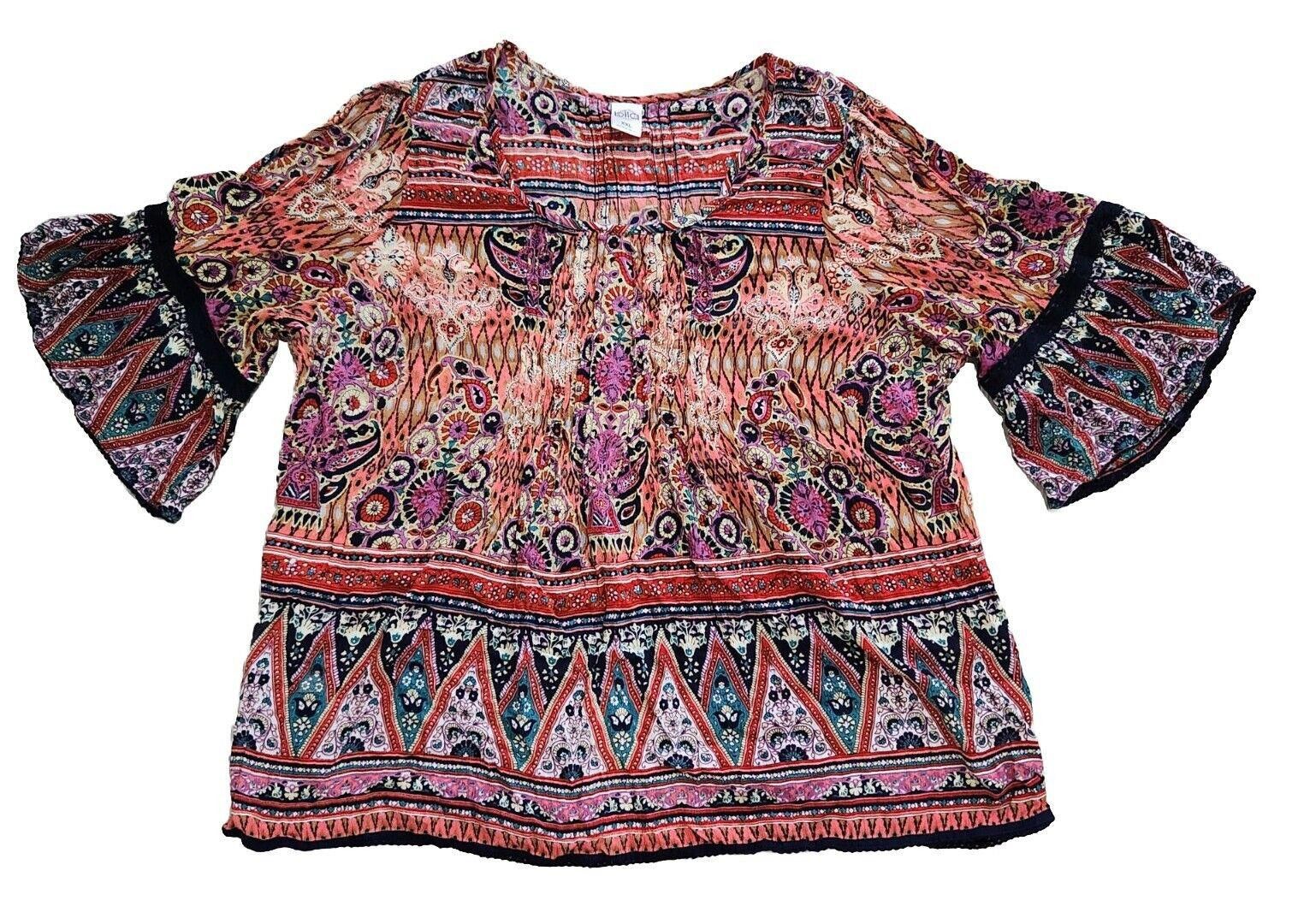 Designer Bila Top XXL hippie Boho Plus Size Cold Shoulder 2x Scoop Size XXL / US 16-18 / IT 52-54 - 1 Thumbnail