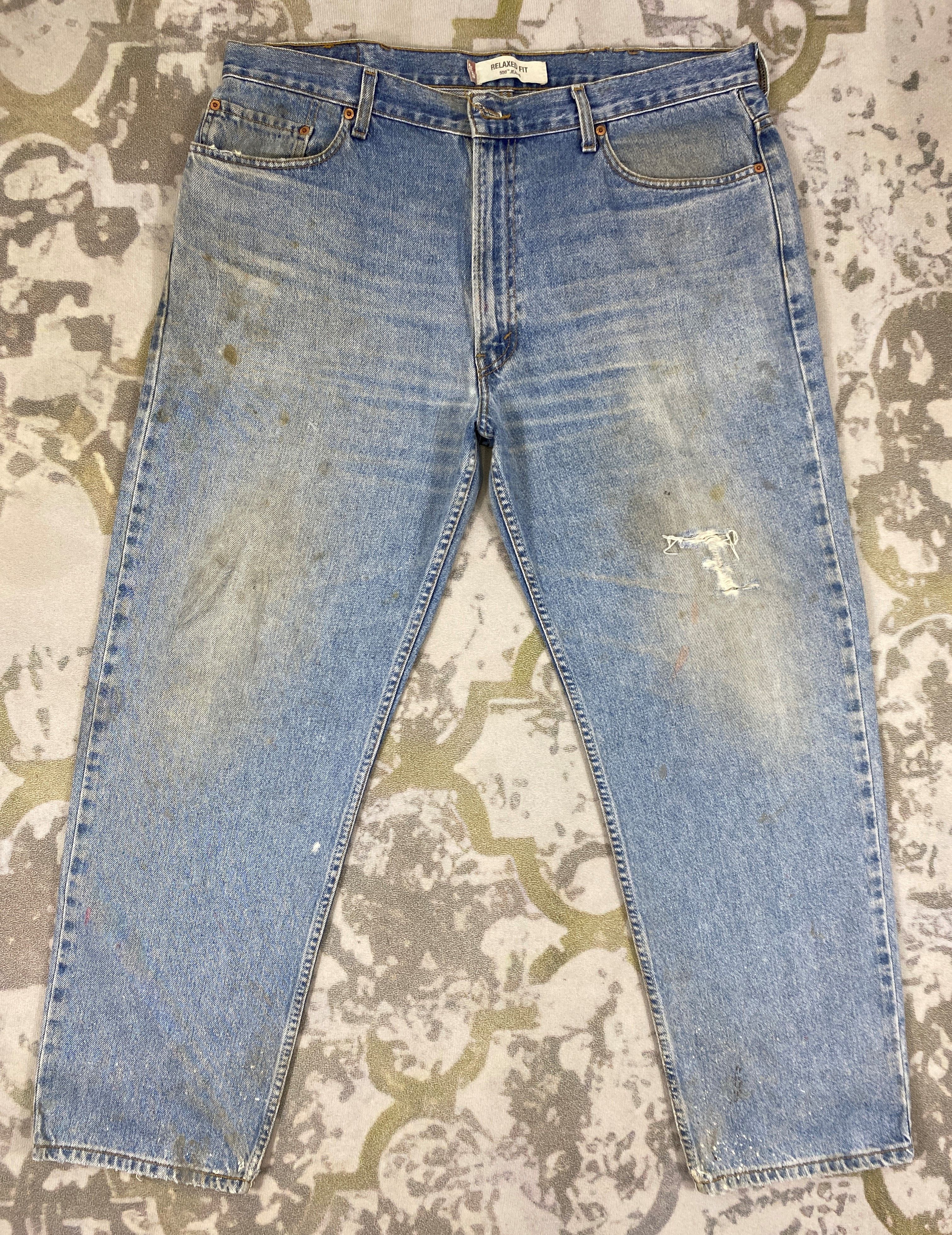 image of Distressed Denim x Hype Dirty Used Blue Vintage Levi's 550 41X31.5 Denim -Jn1895, Men's