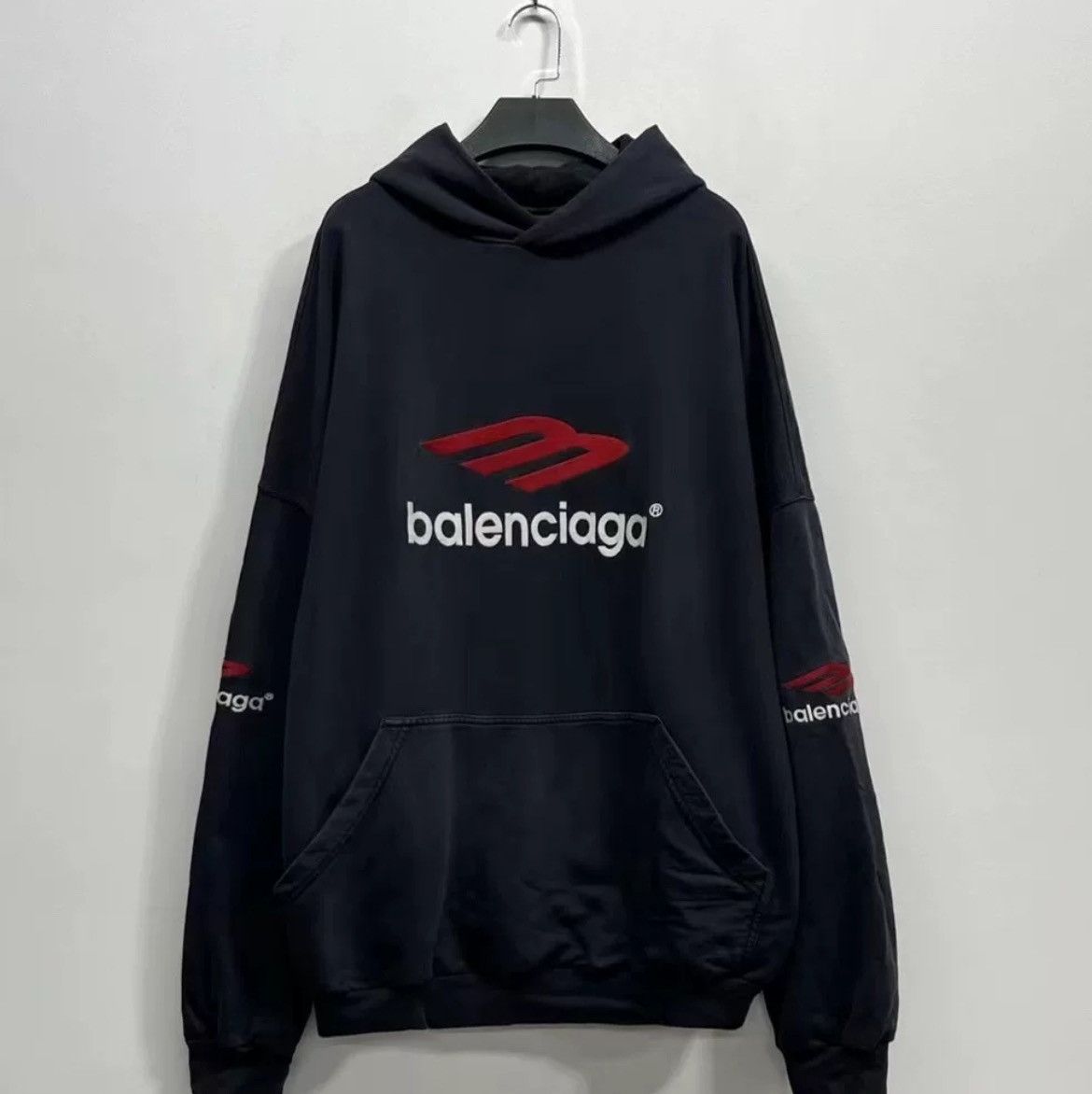 Balenciaga Balenciaga s new black and red embroidered 3B hoodie Grailed