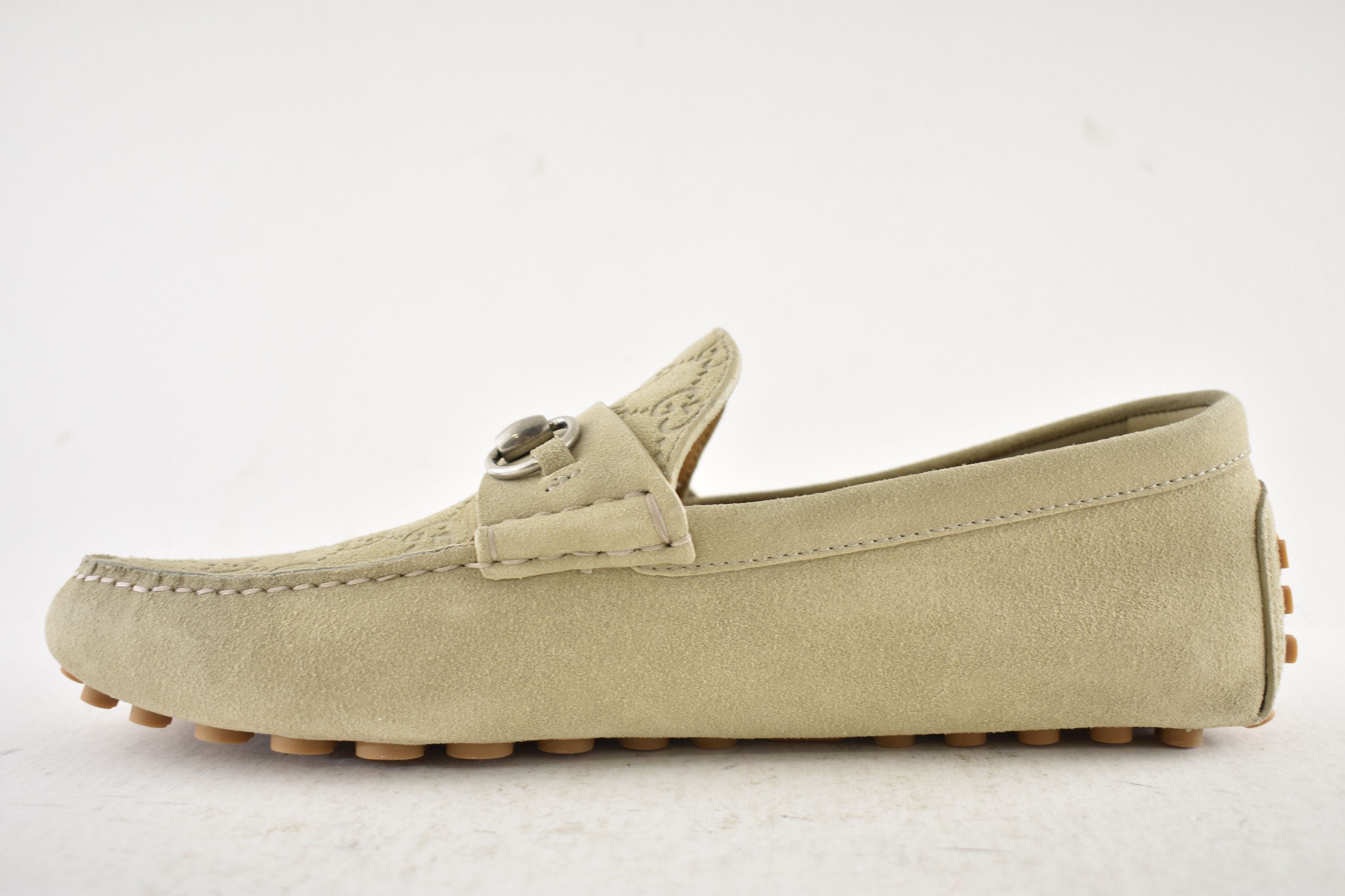 Gucci Gucci Oatmeal Suede Logo Horsebit Driver Loafer G 11 US 12 Size US 12 / EU 45 - 15 Thumbnail