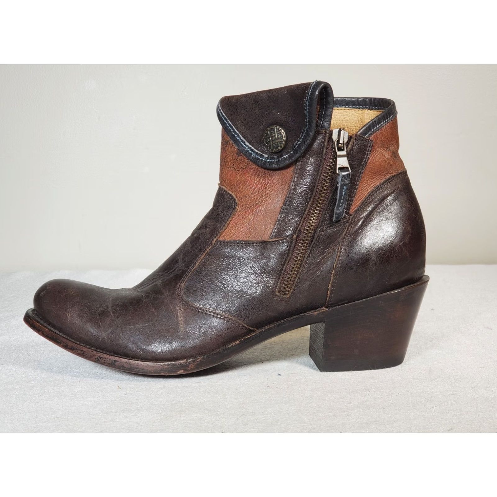 Vintage J.B. Dillon Western Ankle Boots Outside Zip JBW1801 Brown Leather Women's US 10 B Size US 10 / IT 40 - 5 Thumbnail