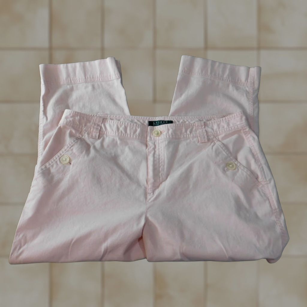 Ralph Lauren Lauren Ralph Lauren Womens Pants 10 Pink Cargo Crop Chino Straight Regular Inseam 20 in Girls? Size 24" / US 00 / IT 34 - 1 Thumbnail