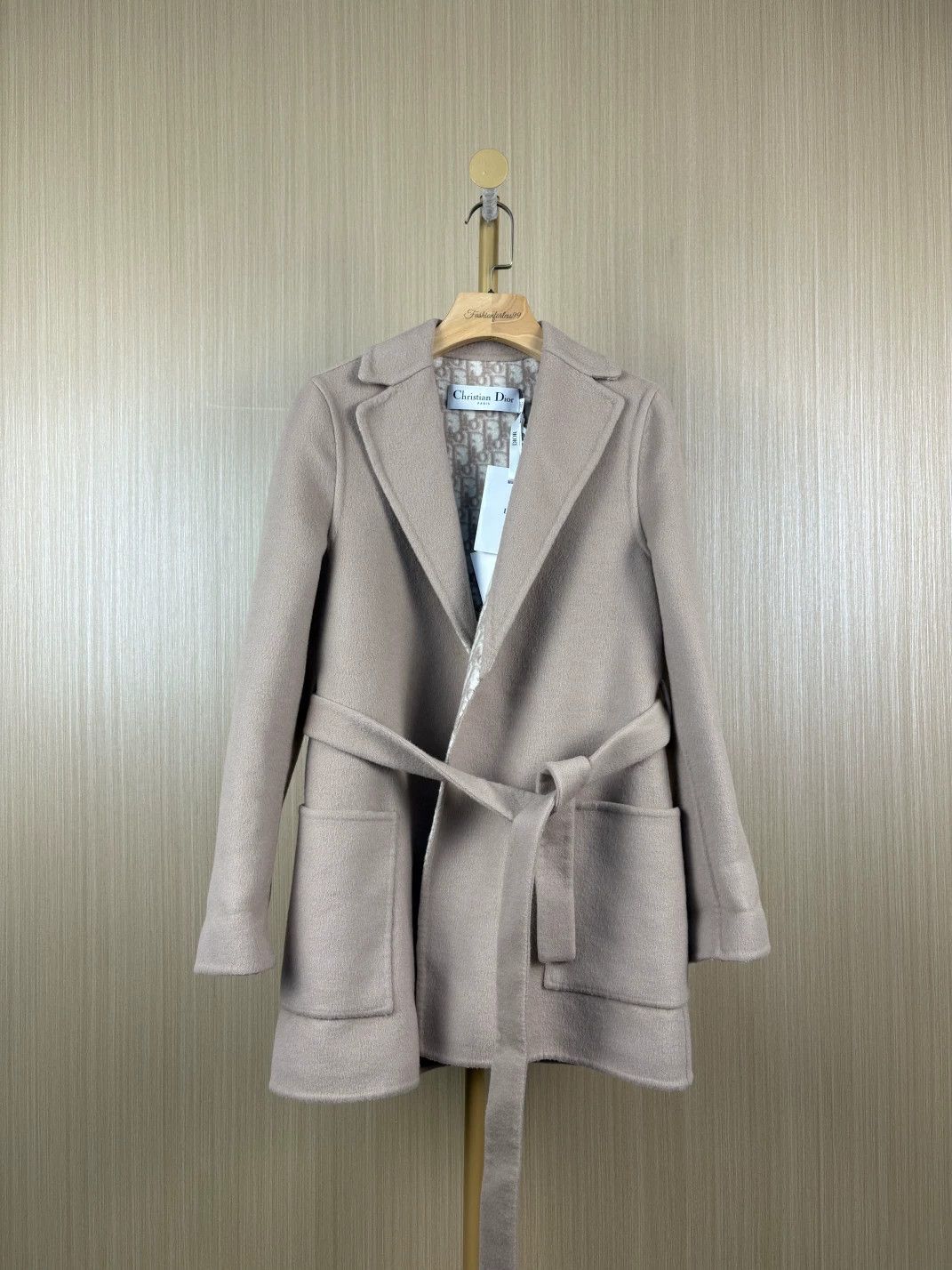 pink floral double-faced wool coat