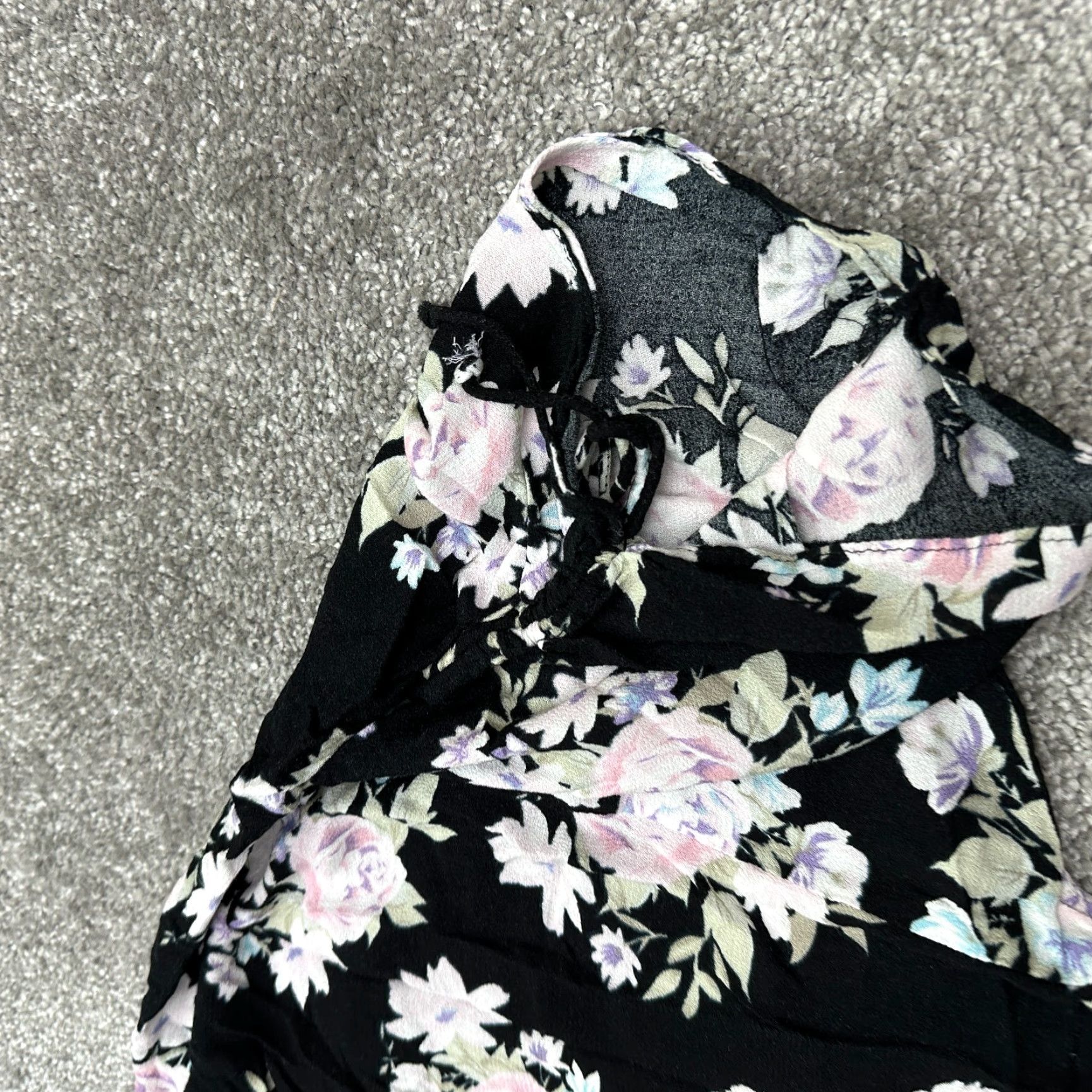 Forever 21 FOREVER 21 Cover Up Top Womens Small Black Floral Tie Front Short Sleeve Casual Size S / US 4 / IT 40 - 4 Thumbnail