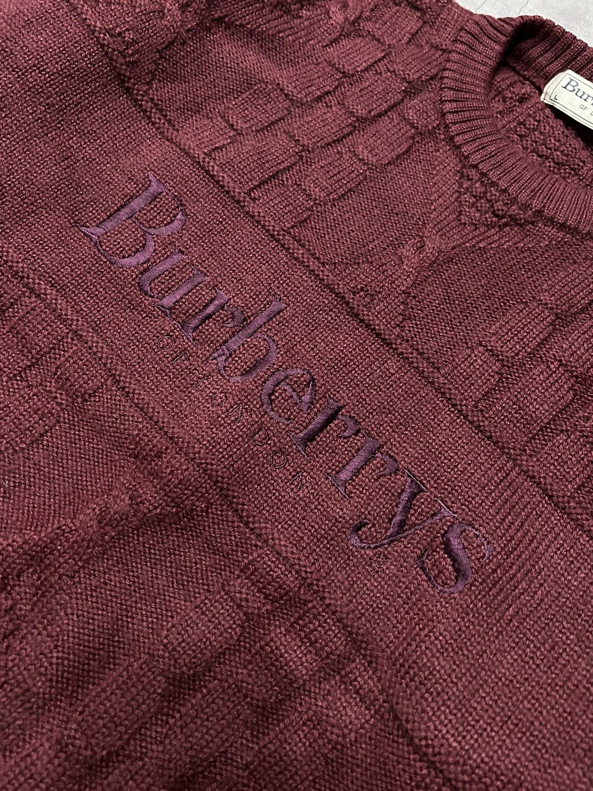 Burberry × Vintage VINTAGE 90s BURBERRY BIG LOGO KNIT SWEATER Size US L / EU 52-54 / 3 - 4 Thumbnail