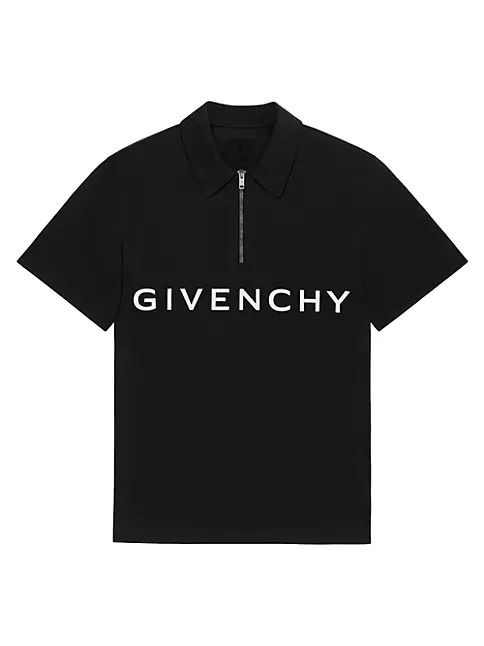 Givenchy o1srvl11e0924 Archetype Zipped Polo Shirt In Cotton in Black Size US XL / EU 56 / 4 - 1 Thumbnail