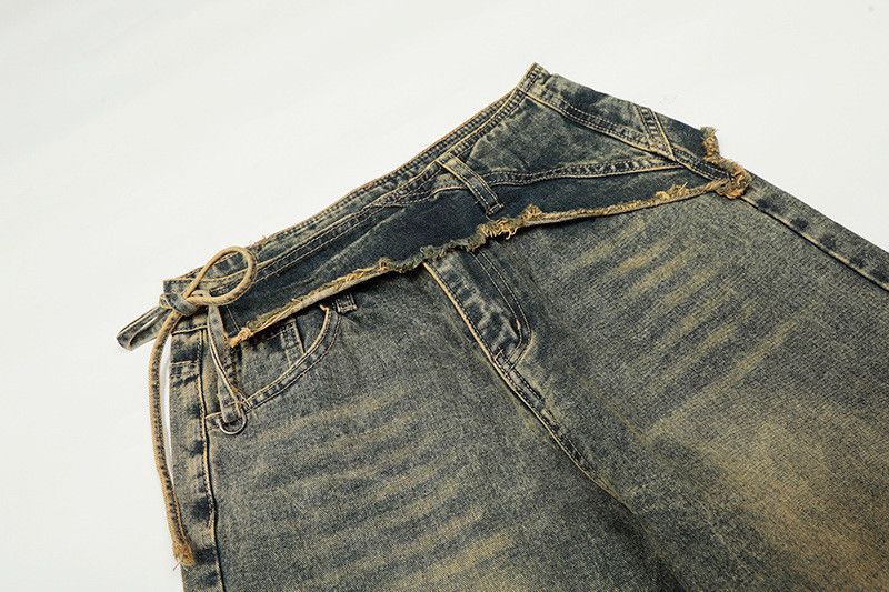 Vintage American retro distressed high-waisted wide-leg jeans Size US 32 / EU 48 - 3 Thumbnail