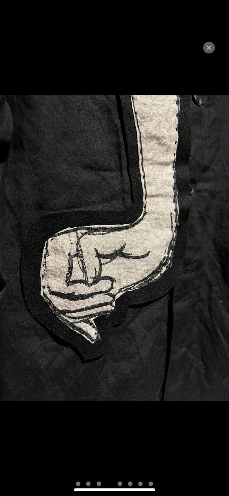 Yohji Yamamoto Yohji Yamamoto Heavy duty black "hand" applique ramie rayo Size US M / EU 48-50 / 2 - 3 Thumbnail