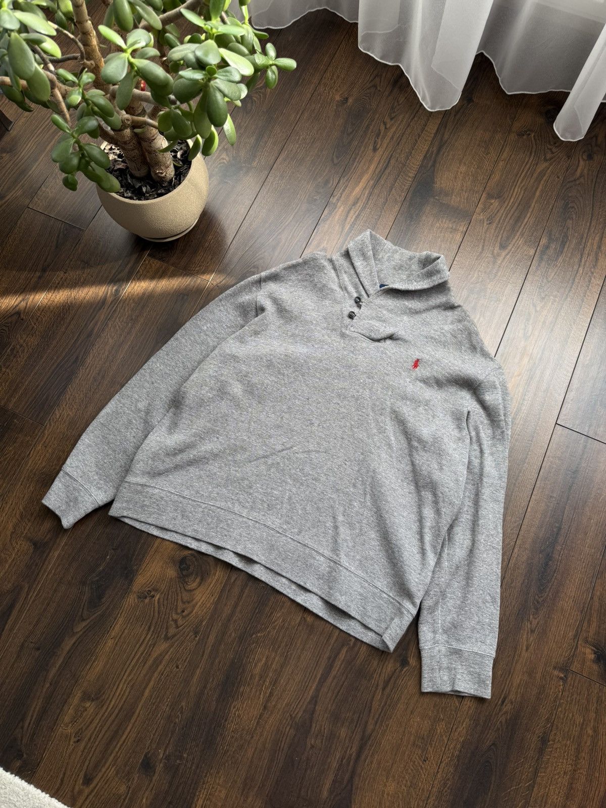 RRL Ralph Lauren Vintage POLO RALPH LAUREN Shawl Neck Grey Melange Sweater Size US XXL / EU 58 / 5 - 1 Thumbnail
