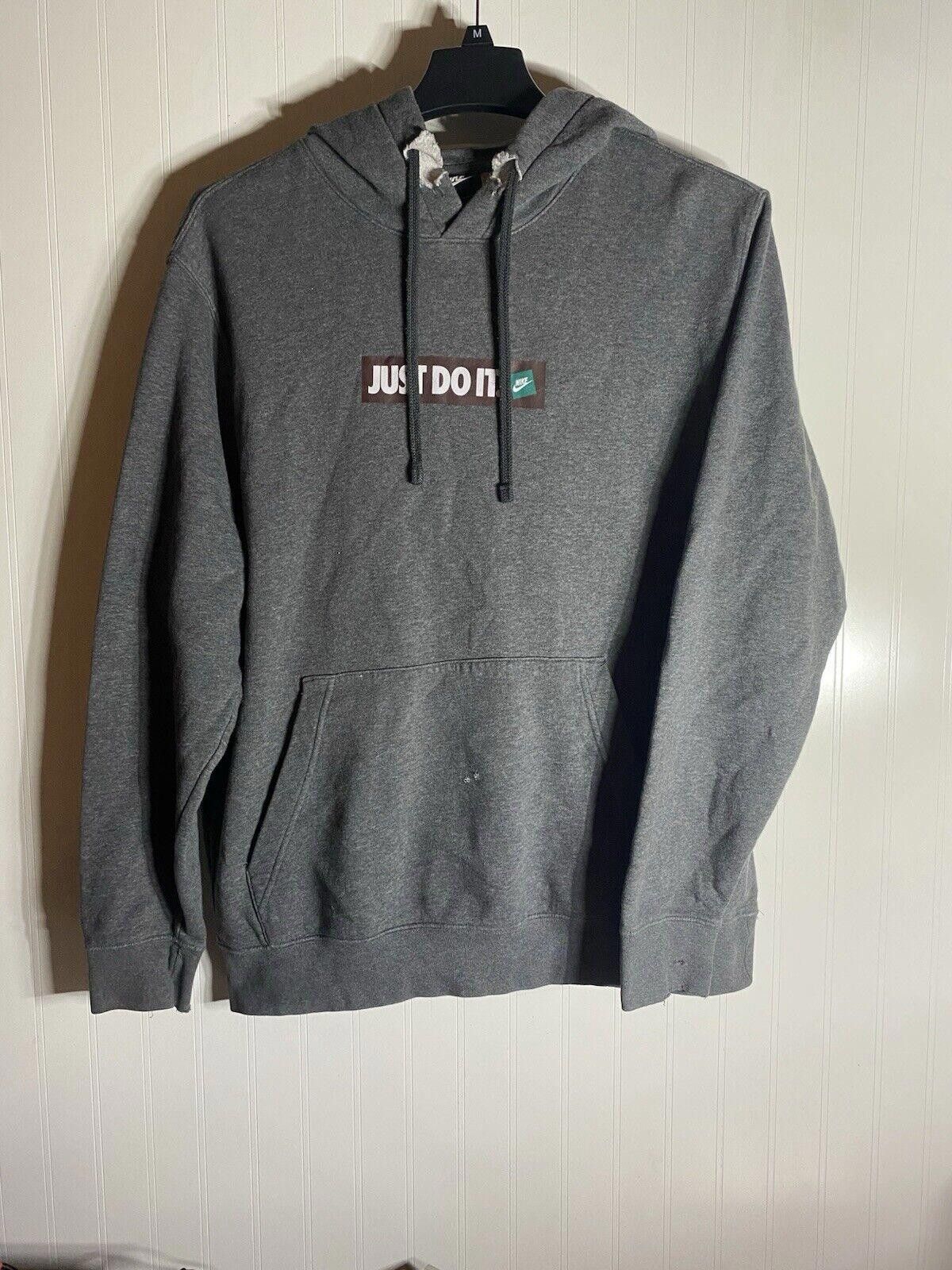 Nike NIKE Just Do It Long Sleeve Hoodie Grey Mens Large Size US 34 / EU 50 - 1 Thumbnail