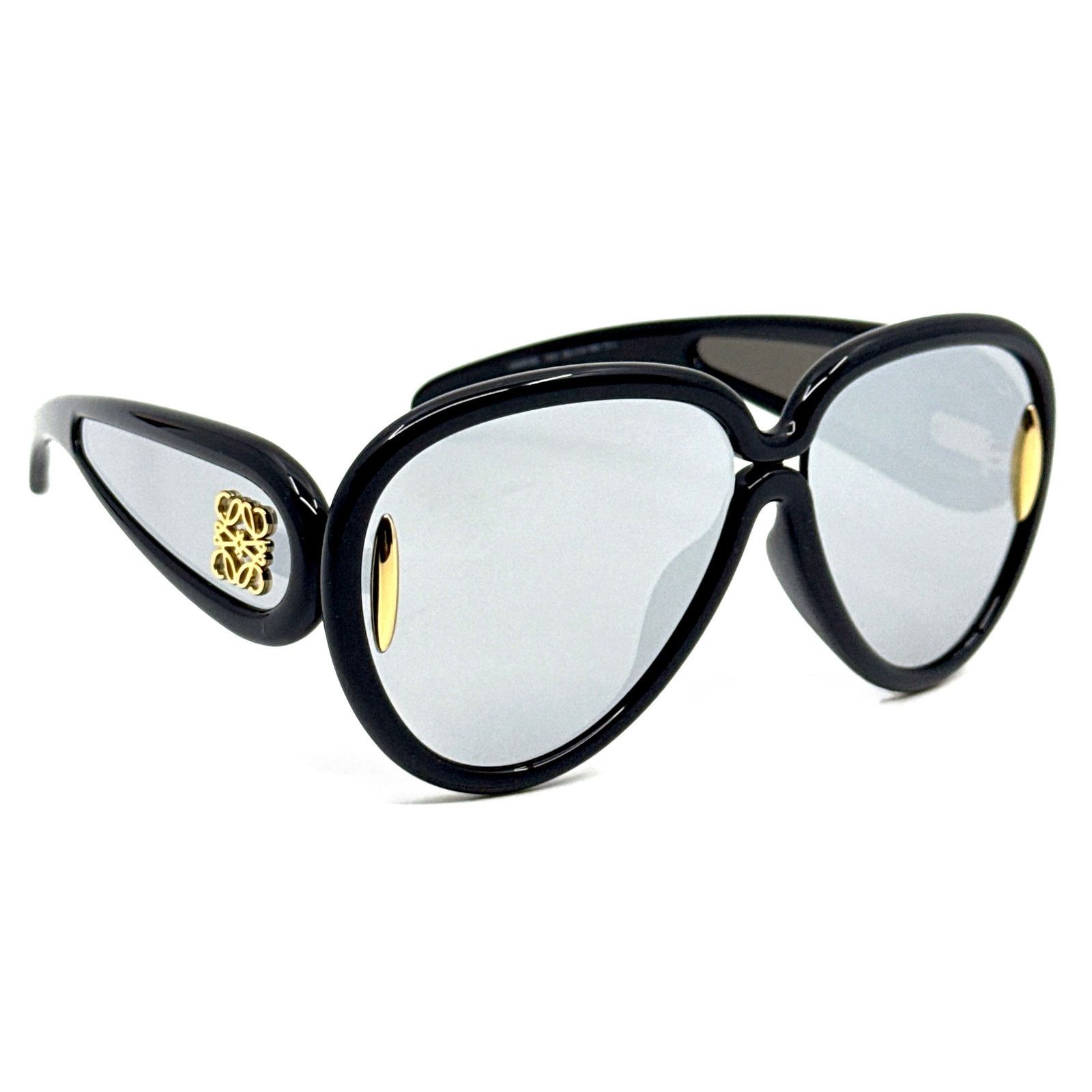New! LOEWE LW40131I 01C Square Mask Sunglasses, Black, Authentic Loewe Acetate Mirror Mask Sunglasses LW40131I Black Smoke  main image 4
