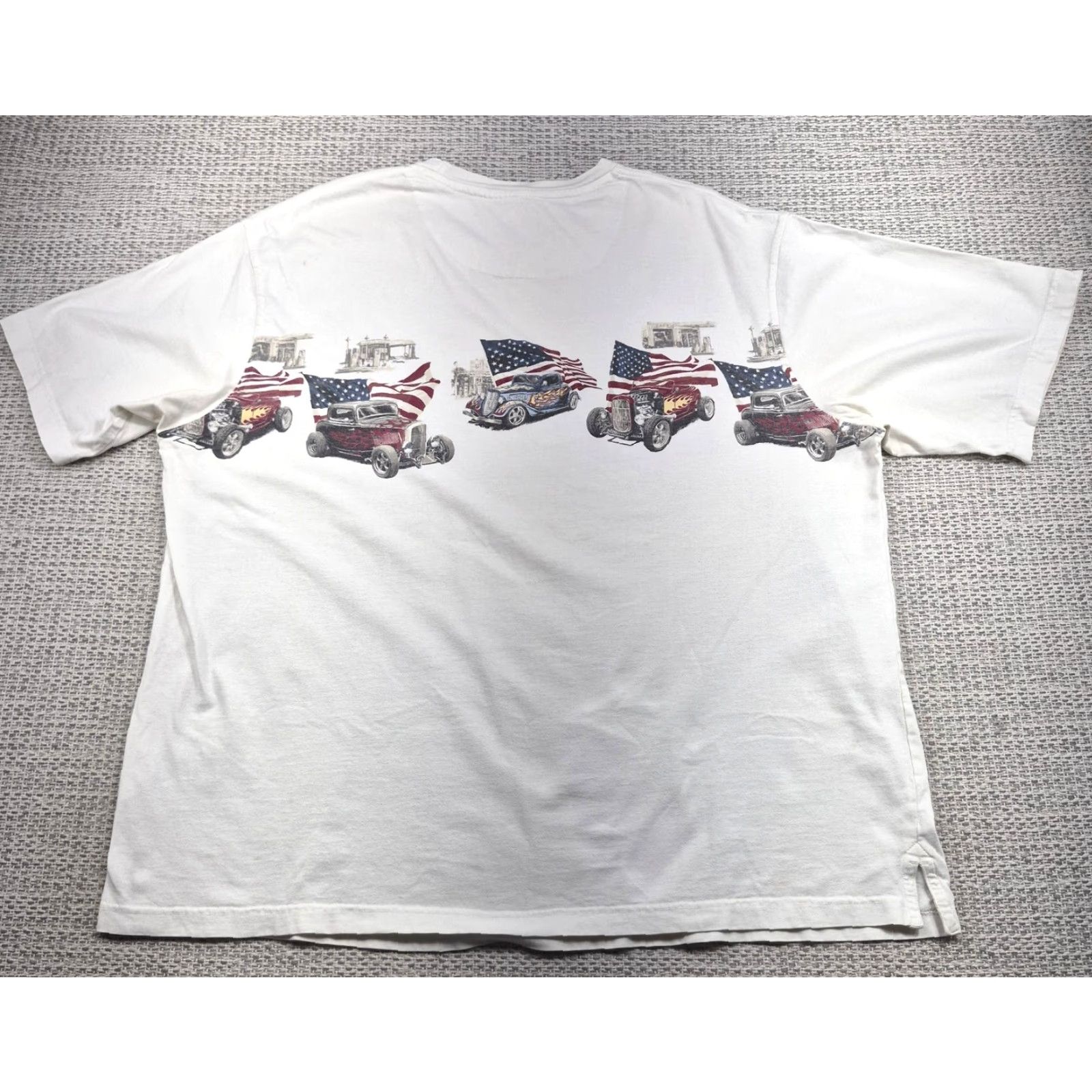 Good American RedHead Shirt Mens 2XL White Graphic Tee Hot Rod Cars Patriotic Shirt Mens 2XL White Flag Graphic Tee Size US XXL / EU 58 / 5 - 6 Thumbnail