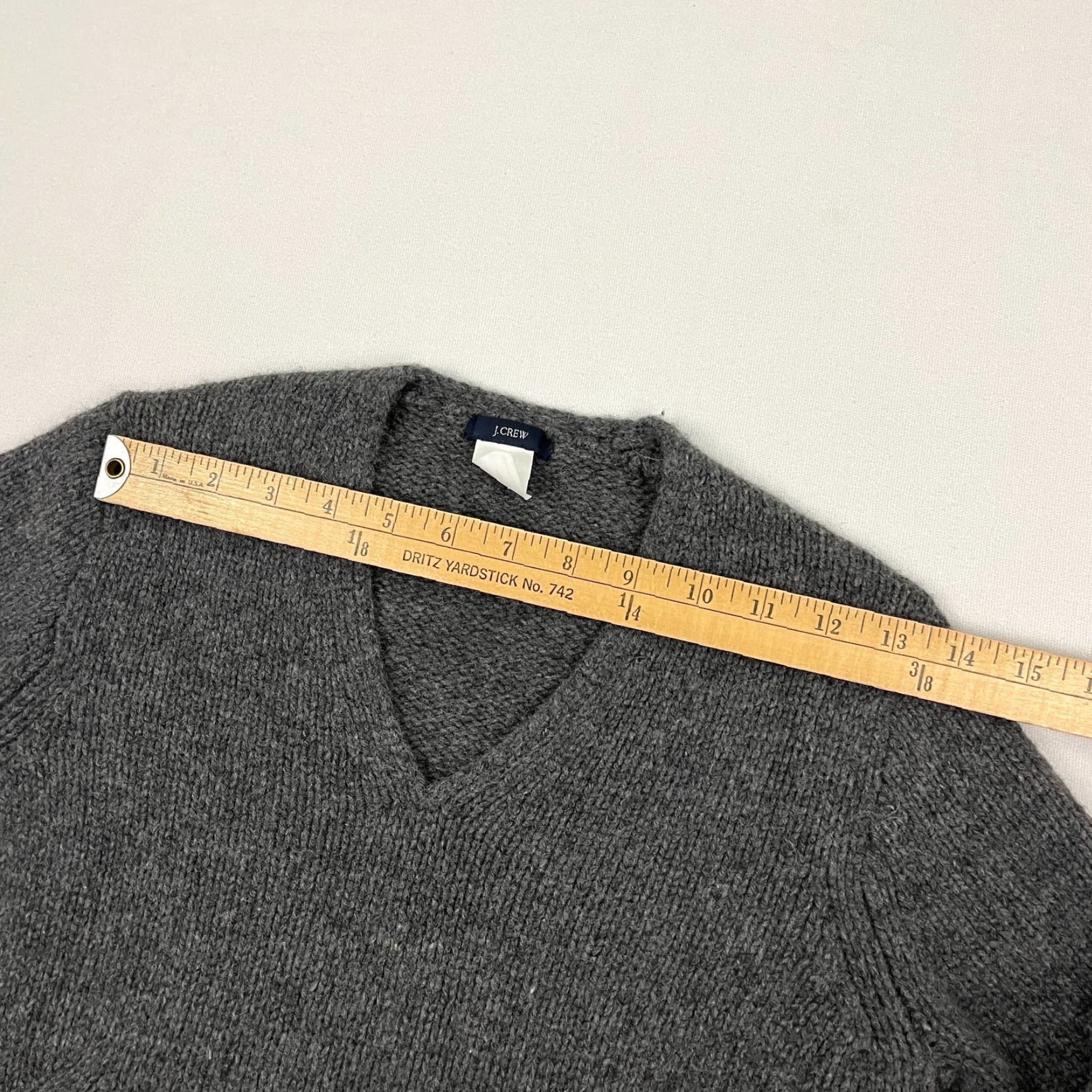 J.Crew VINTAGE J Crew Lambs Wool Sweater Womens S Gray Herringbone Elbow Patch Academia Preppy Size S / US 4 / IT 40 - 4 Thumbnail