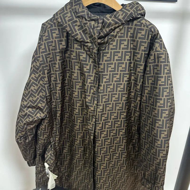 Fendi Fendi Brown Polyester Women's Coat Size L 0089 Size L / US 10 / IT 46 - 1 Thumbnail