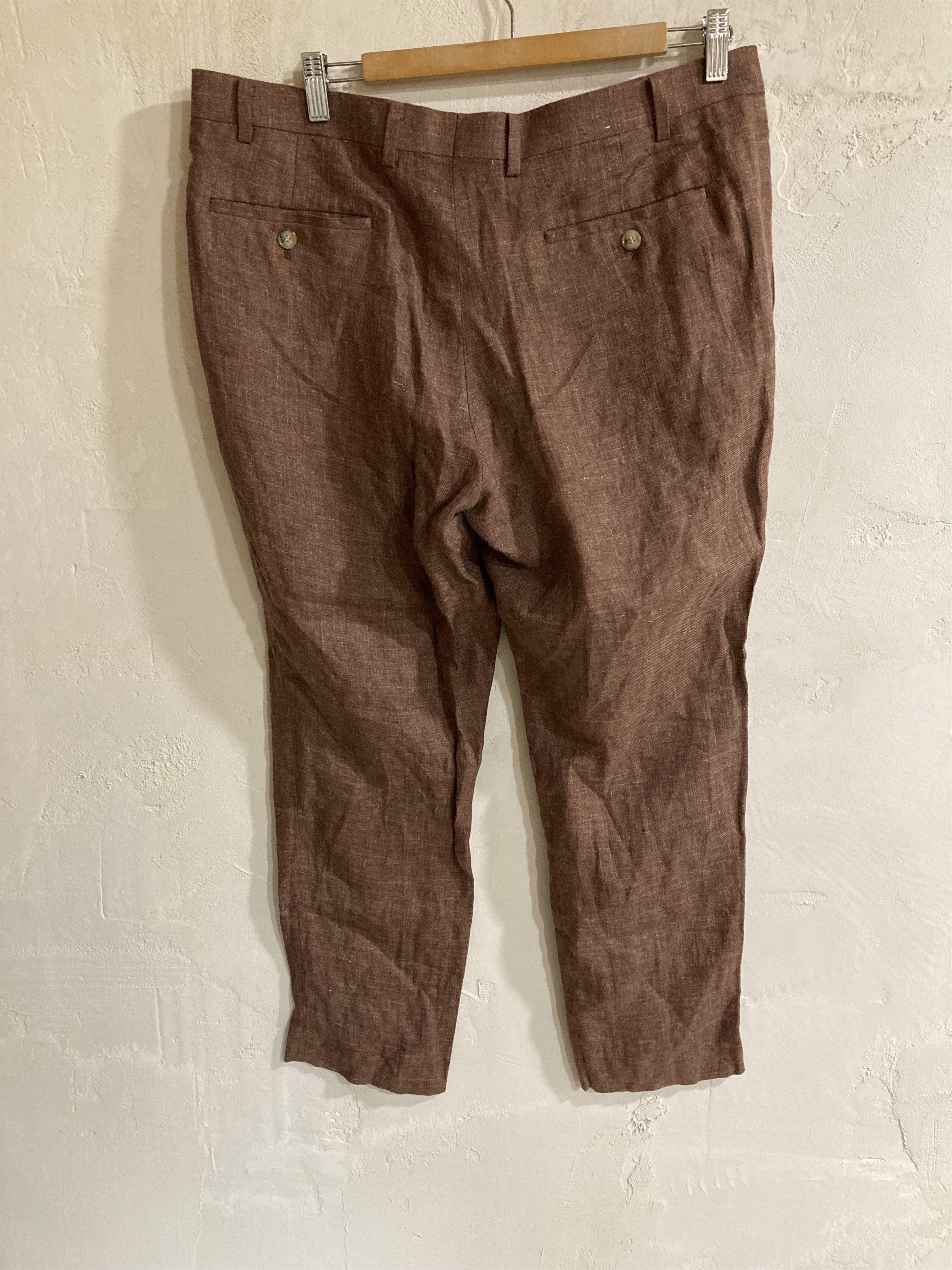 Moss MOSS BROS 1851 Tailored Linen Brown Tobacco Suit Pants Size US 36 / EU 52 - 3 Thumbnail