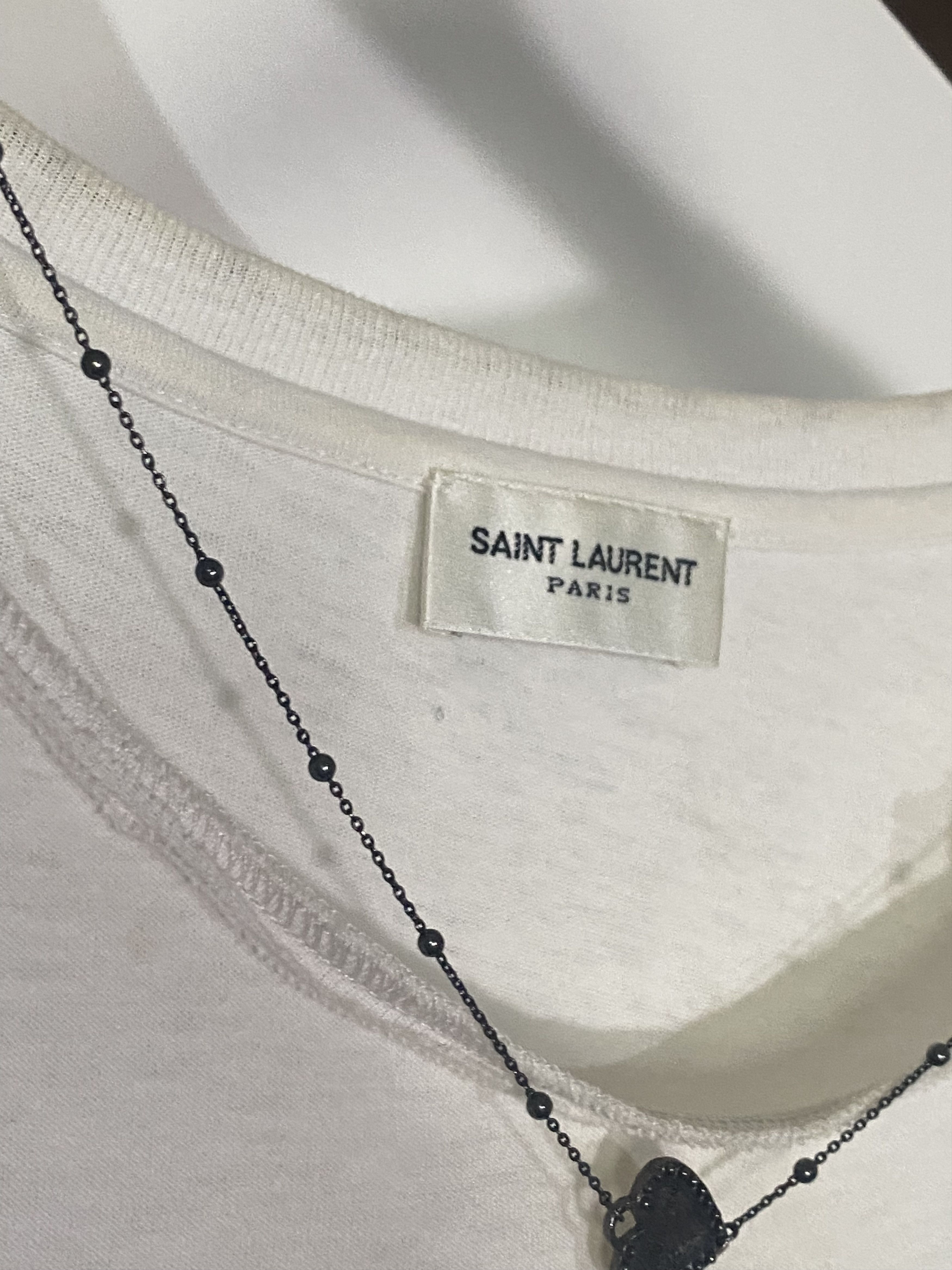 Saint Laurent Paris 20SS Necklace Hand Drawing Tee, view 4