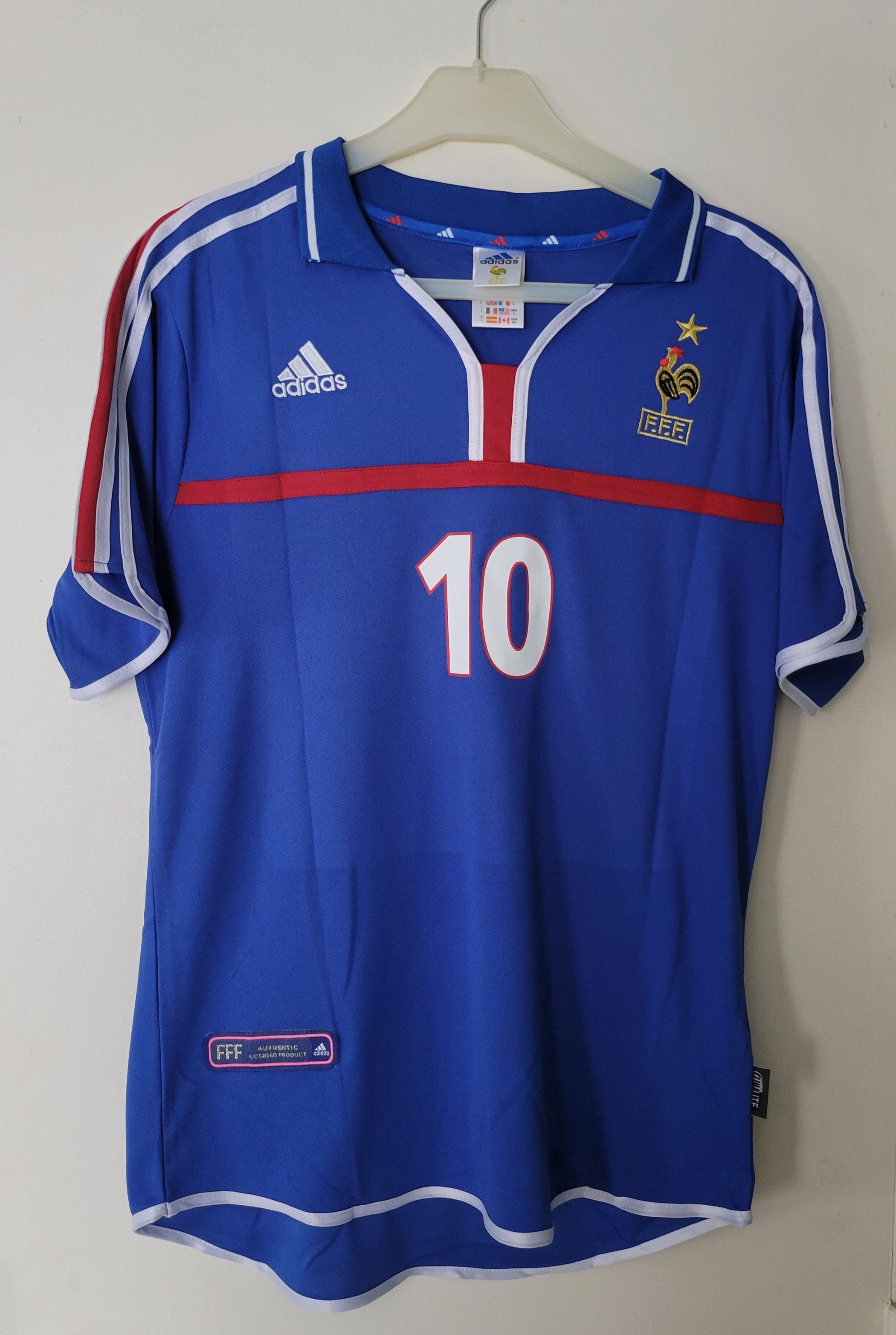 Other French 2000 Zidane 10 Vintage Retro Football Jersey Shirt Size US L / EU 52-54 / 3 - 3 Thumbnail