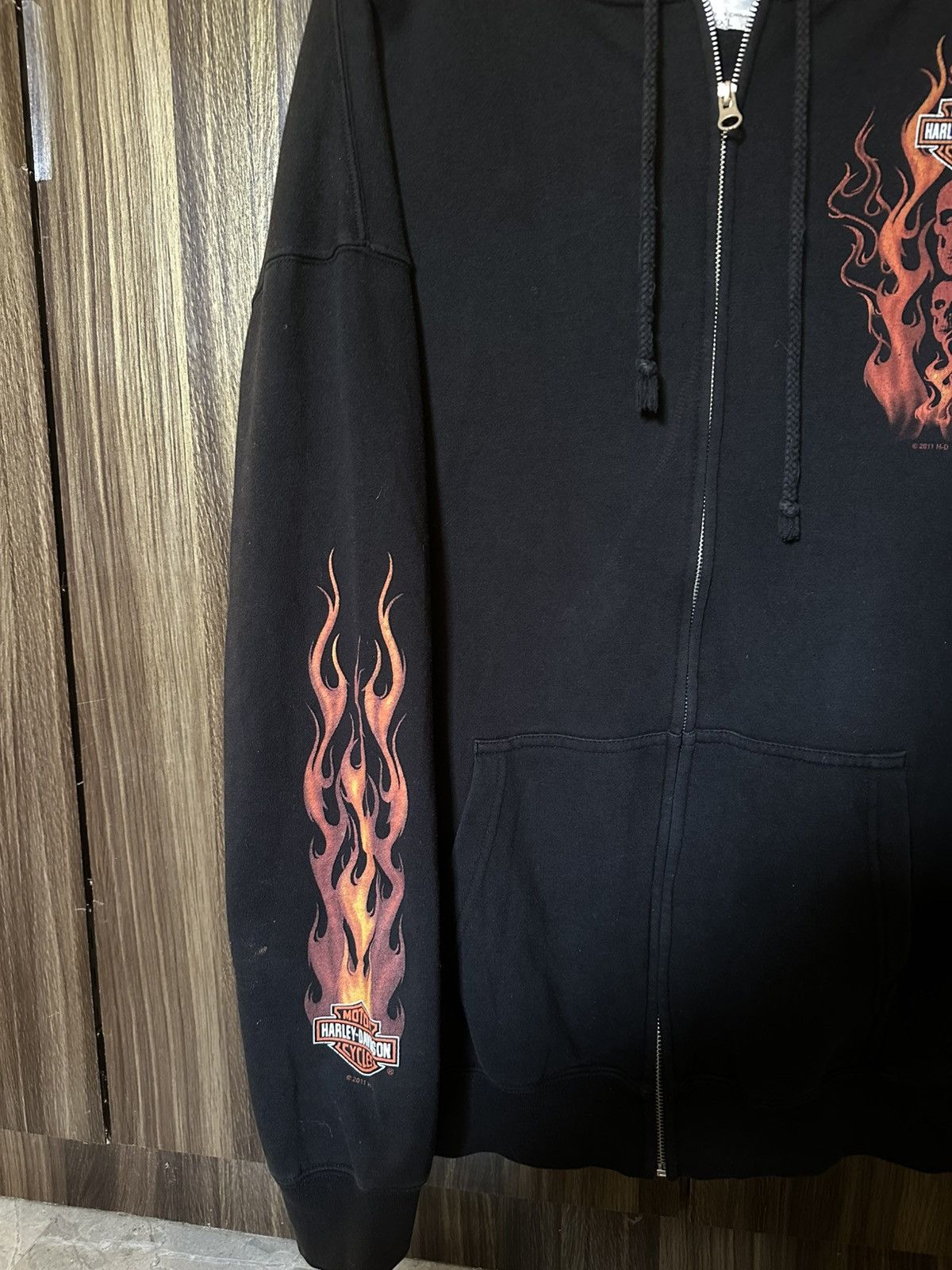 Harley Davidson Rare HARLEY-DAVIDSON FLAME ZIP HOODIE Size US XL / EU 56 / 4 - 3 Thumbnail