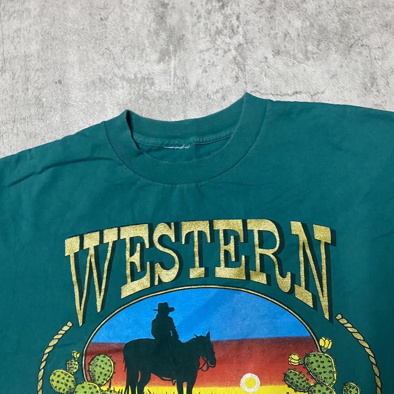 Other 1990s Western Lifestyle green cotton t-shirt #westernvibes Size US L / EU 52-54 / 3 - 3 Thumbnail