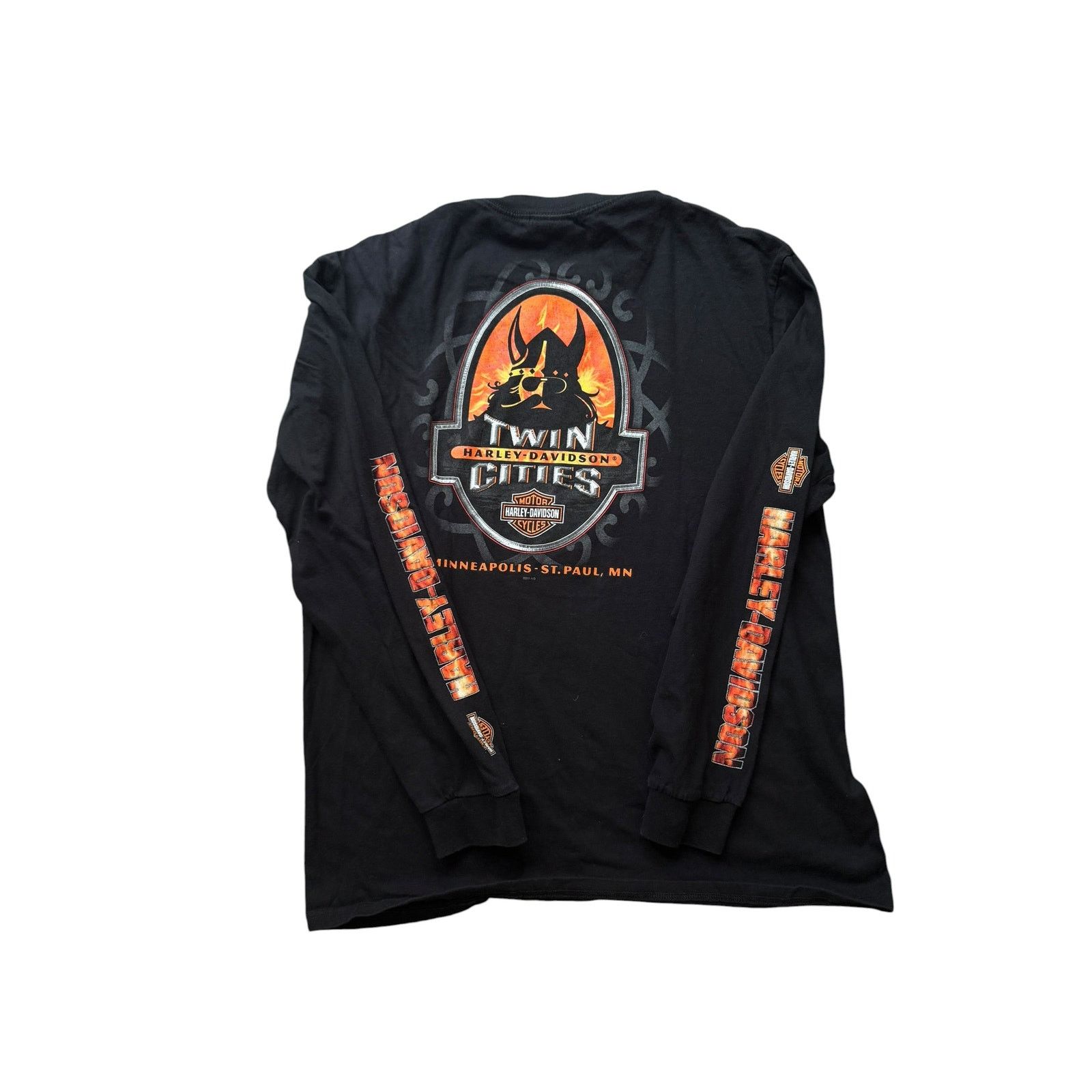 Harley Davidson Vintage Harley Davidson Orange Flame Long Sleeve Size US L / EU 52-54 / 3 - 6 Thumbnail