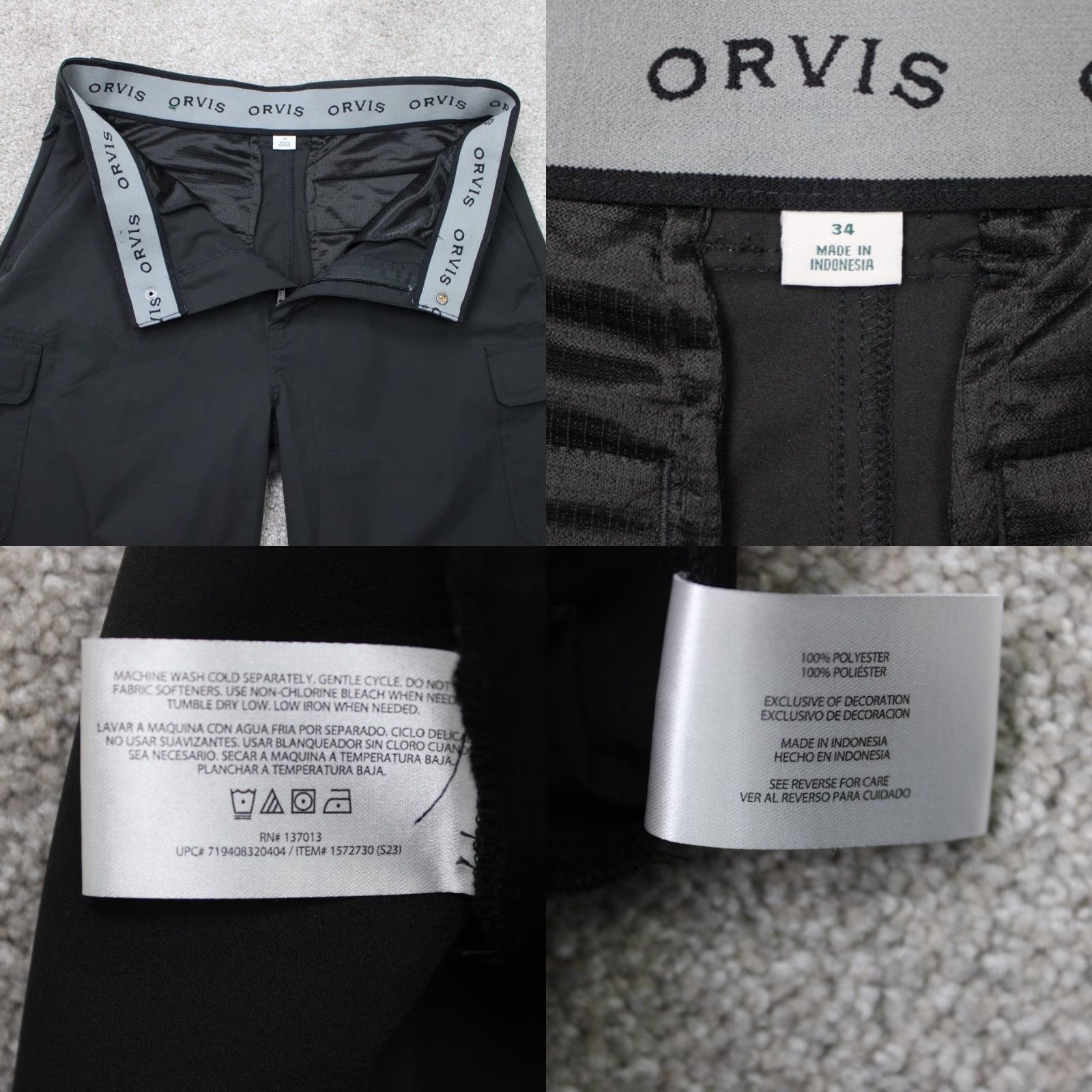 Orvis Orvis Mens Shorts 34 Black Lightweight Cargo Polyester 9" Inseam Tech Wicking Belted Flat Front Casual Outdoor Summer Spring Fall All Seasons Mens Size US 34 / EU 50 - 8 Thumbnail