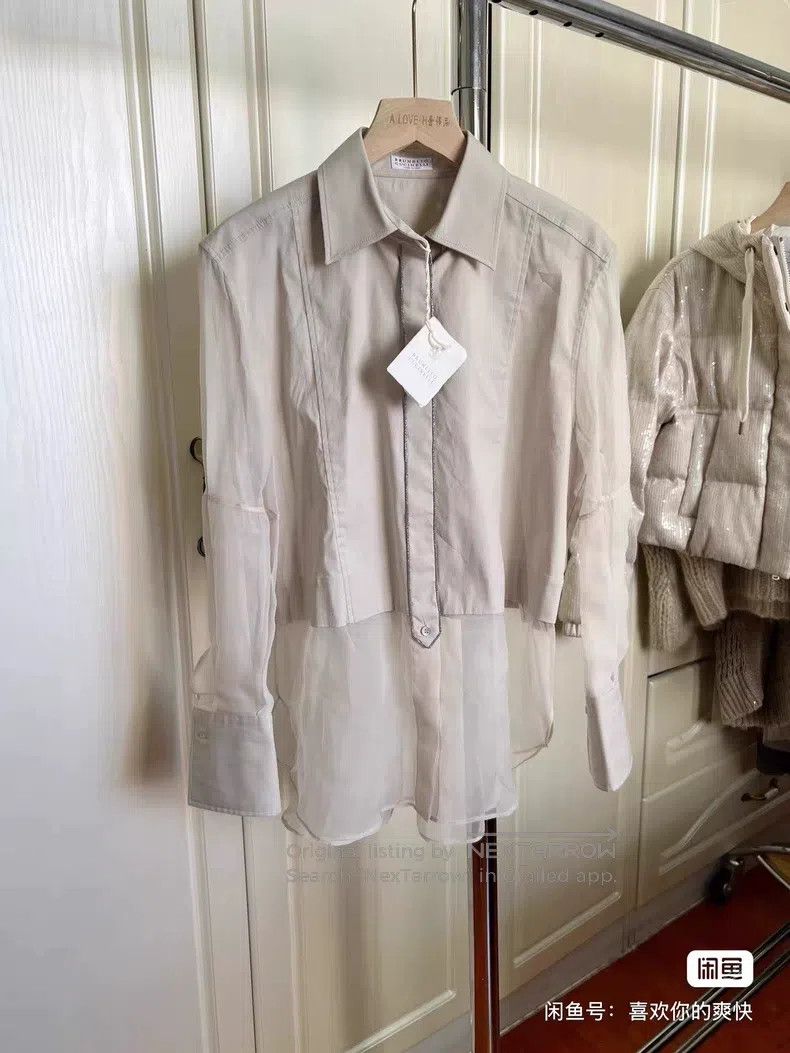 Brunello Cucinelli Brunello Cucinelli Sequin Embellished Silk Shirt Size S / US 4 / IT 40 - 3 Thumbnail