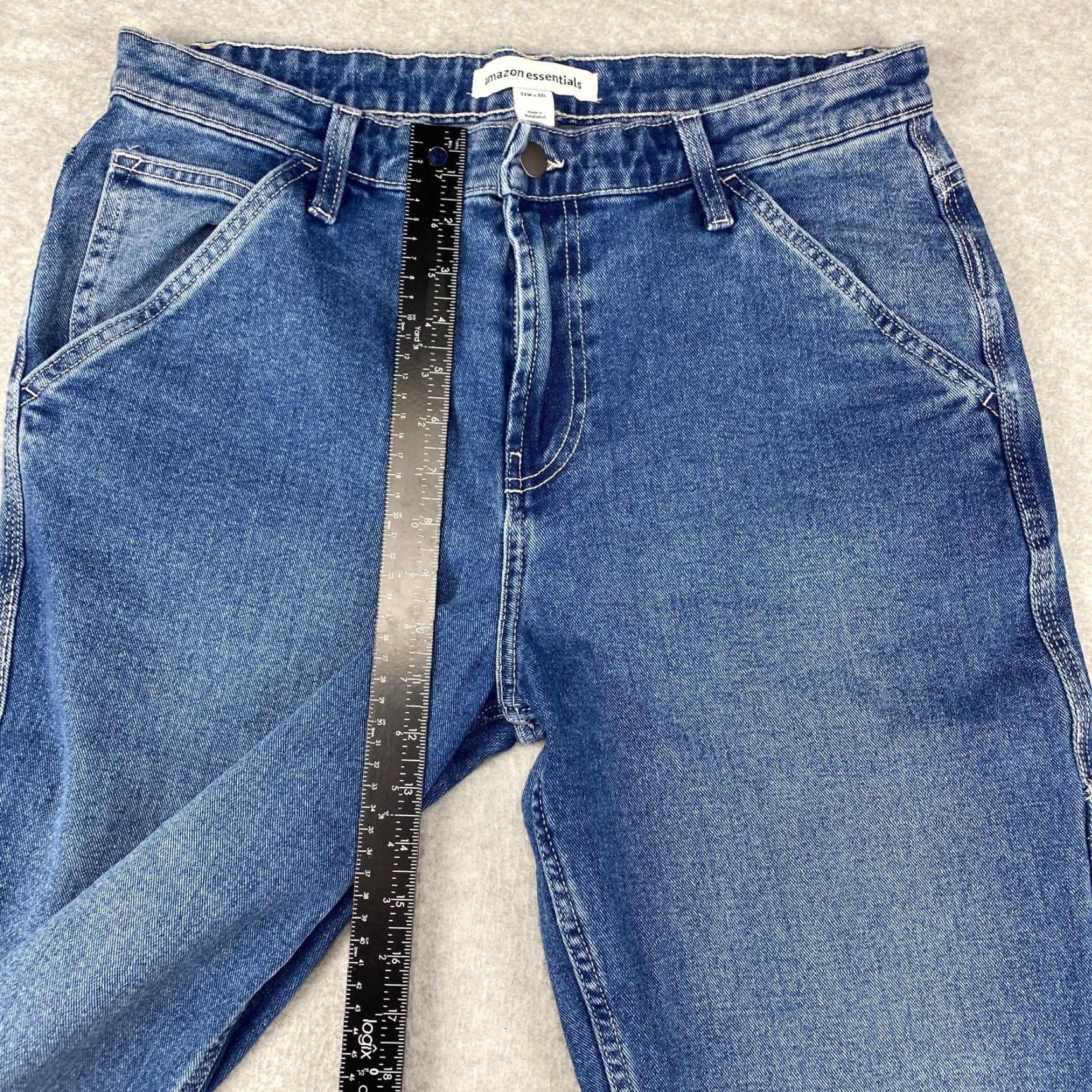 Essentials Amazon Jeans Mens 33X30 Blue Straight Leg Pockets Loose Fit Stretch Vintage No Size US 33 - 4 Thumbnail